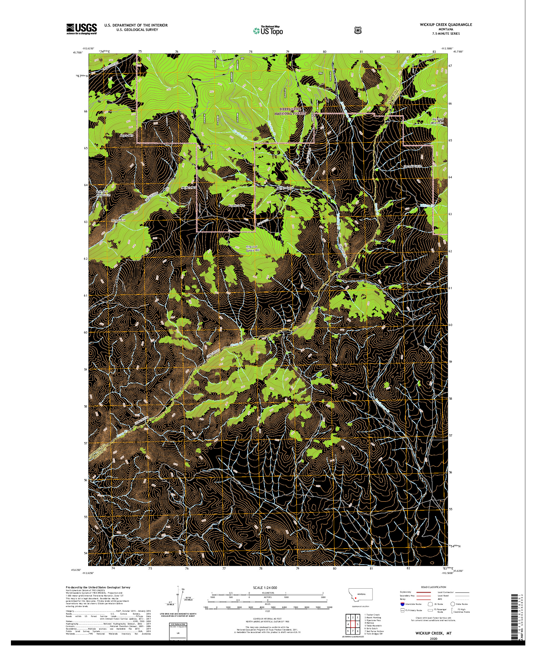 USGS US TOPO 7.5-MINUTE MAP FOR WICKIUP CREEK, MT 2020