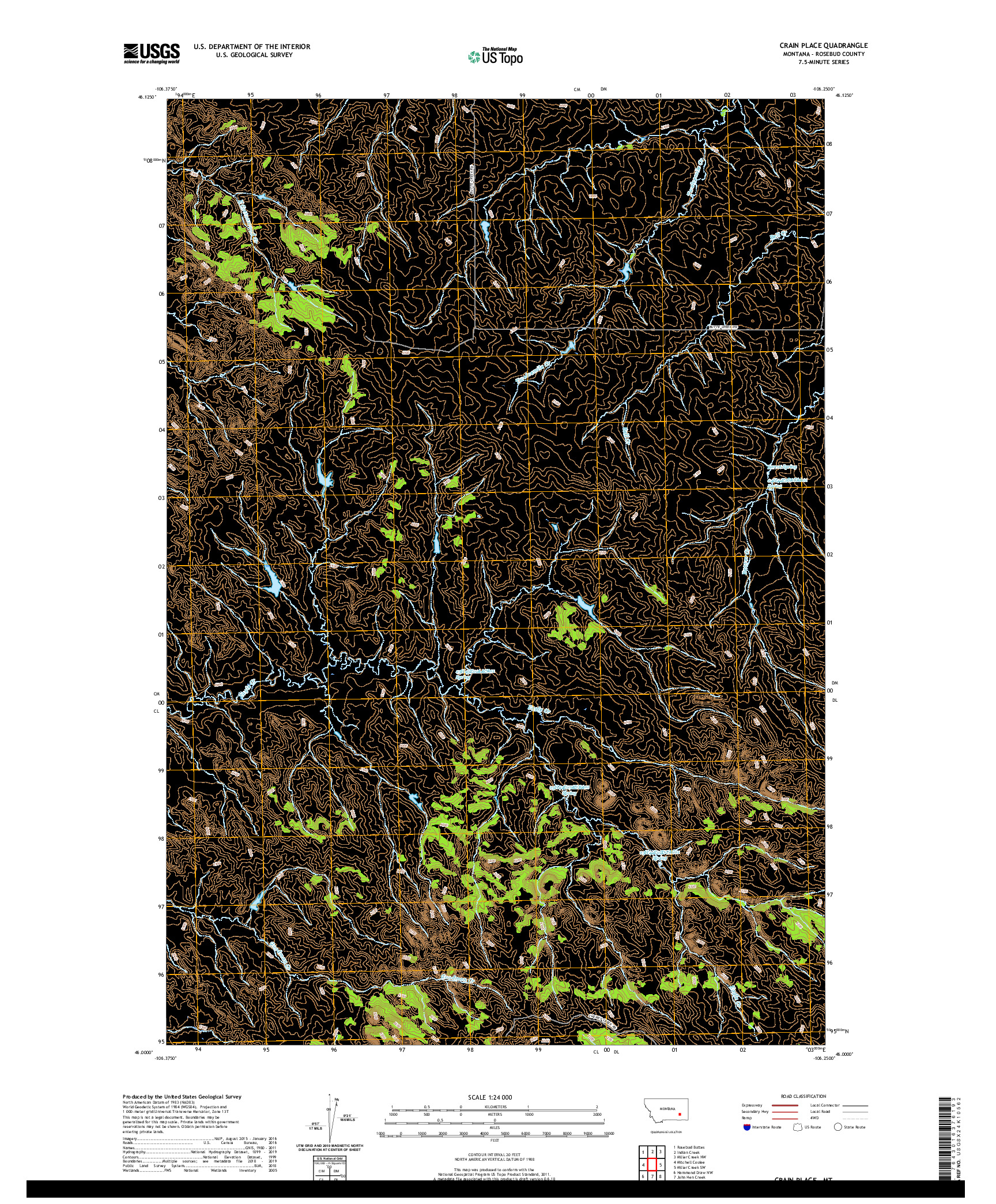 USGS US TOPO 7.5-MINUTE MAP FOR CRAIN PLACE, MT 2020