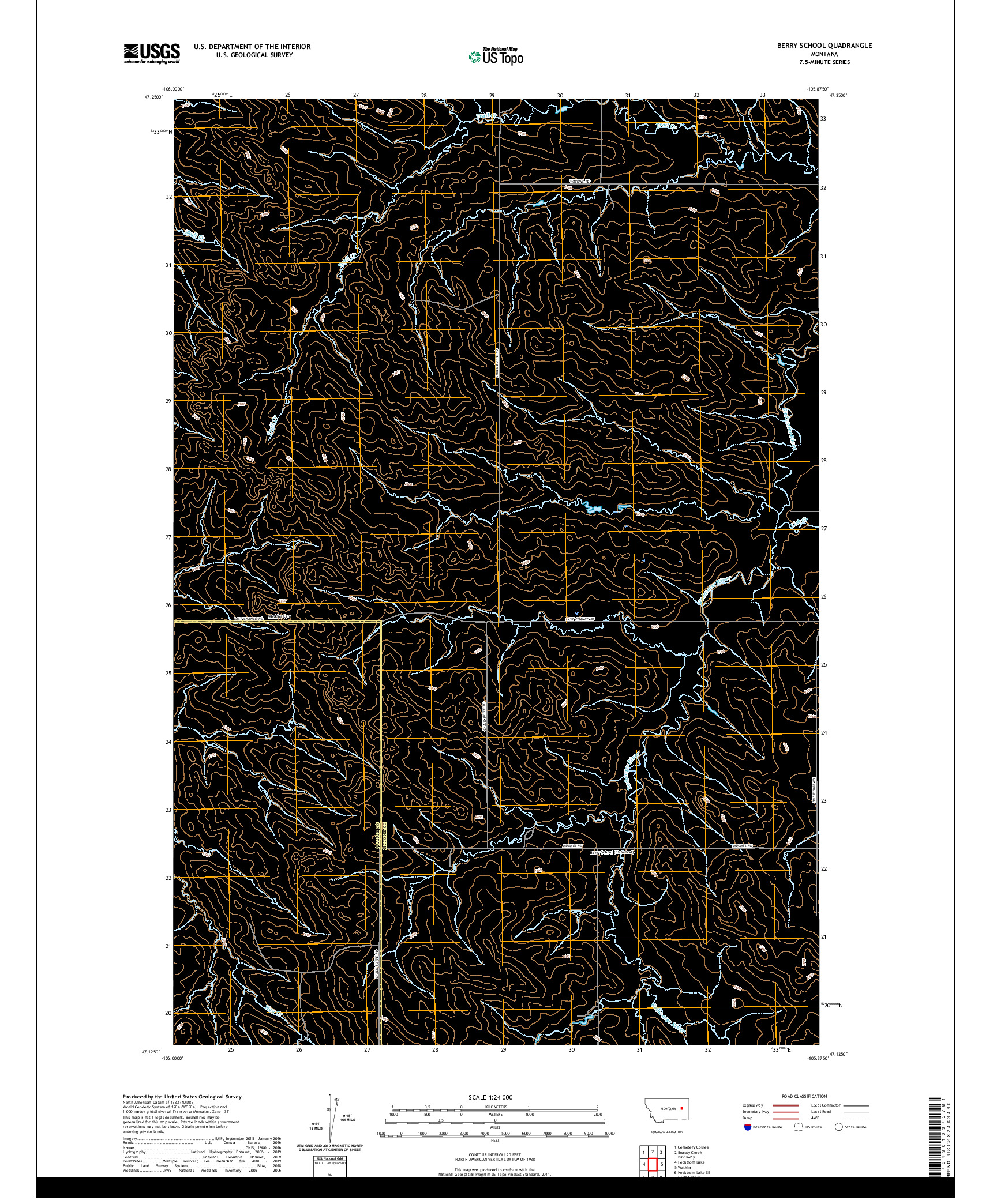 USGS US TOPO 7.5-MINUTE MAP FOR BERRY SCHOOL, MT 2020