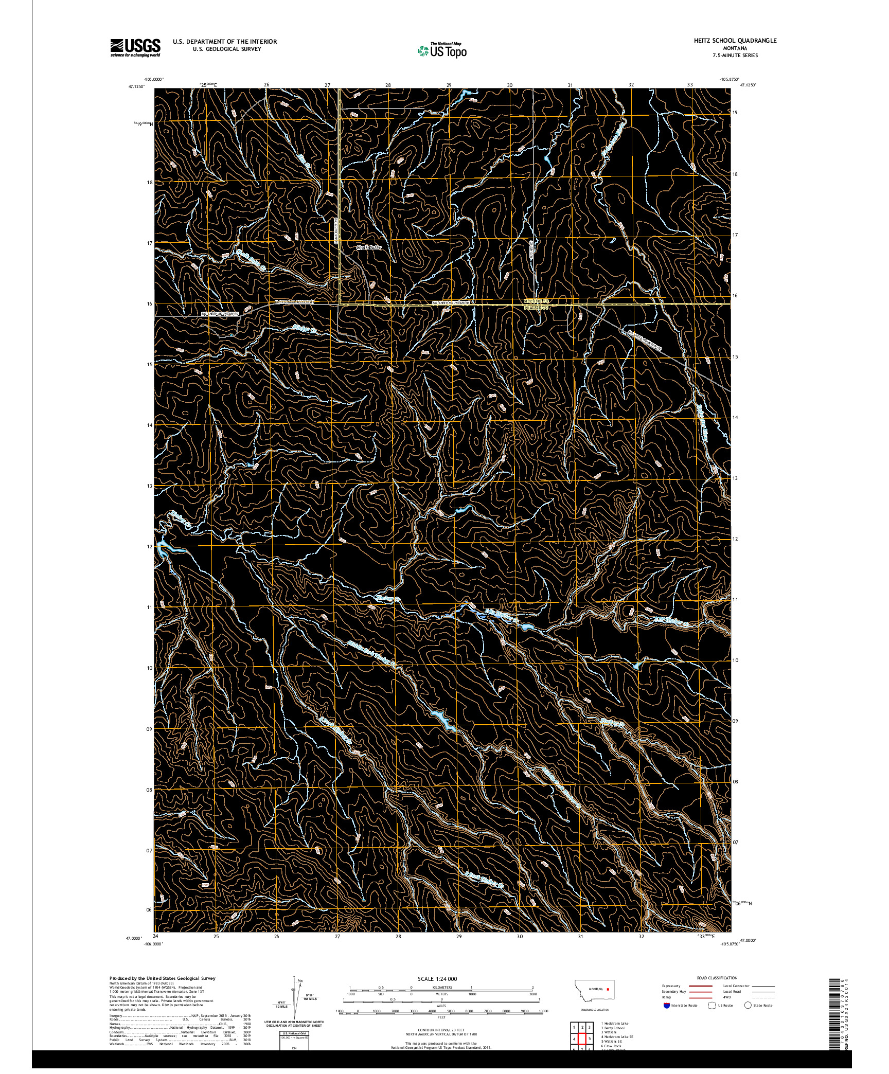 USGS US TOPO 7.5-MINUTE MAP FOR HEITZ SCHOOL, MT 2020