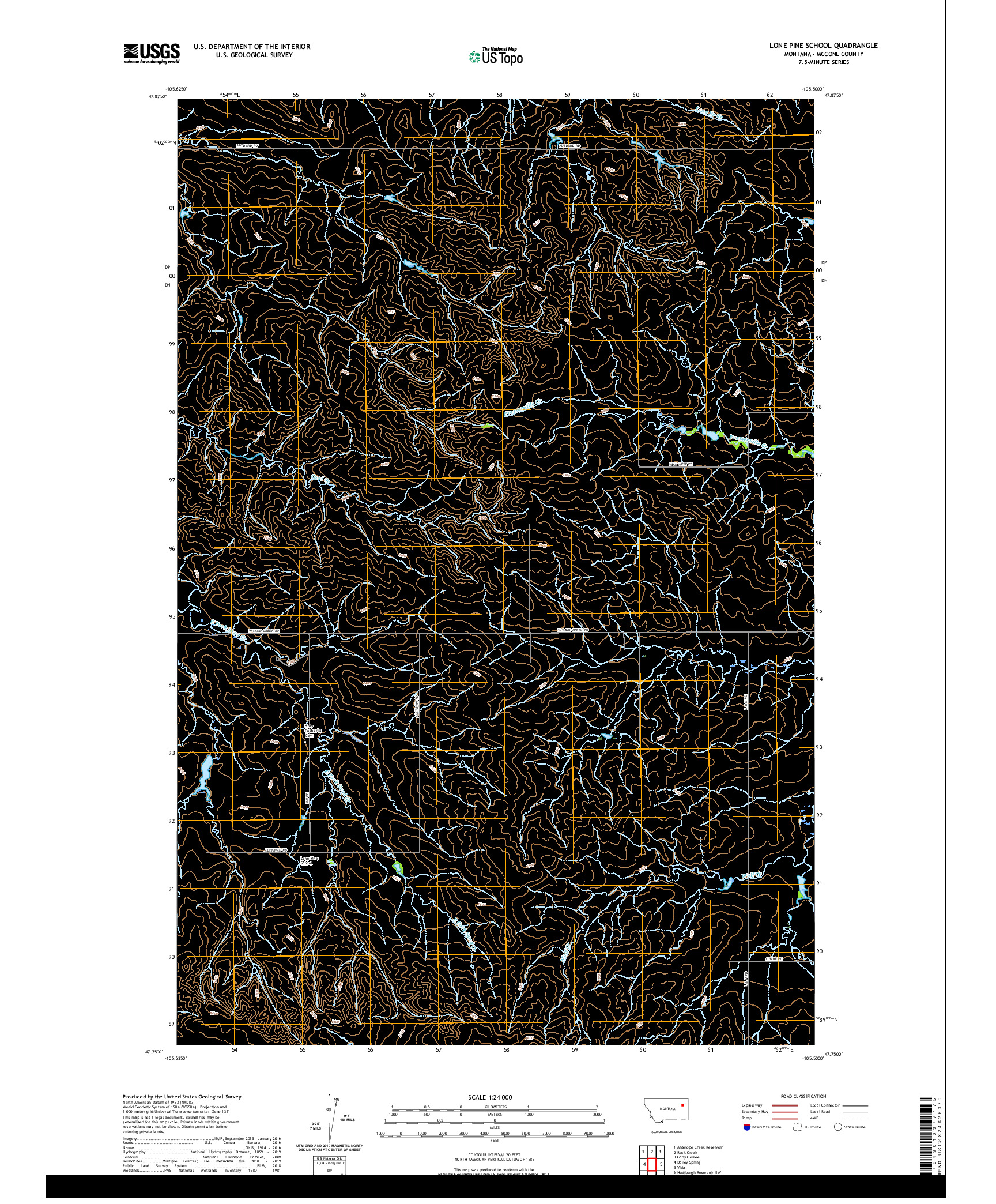 USGS US TOPO 7.5-MINUTE MAP FOR LONE PINE SCHOOL, MT 2020