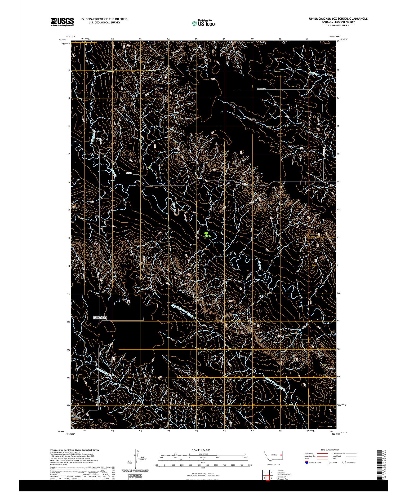 USGS US TOPO 7.5-MINUTE MAP FOR UPPER CRACKER BOX SCHOOL, MT 2020