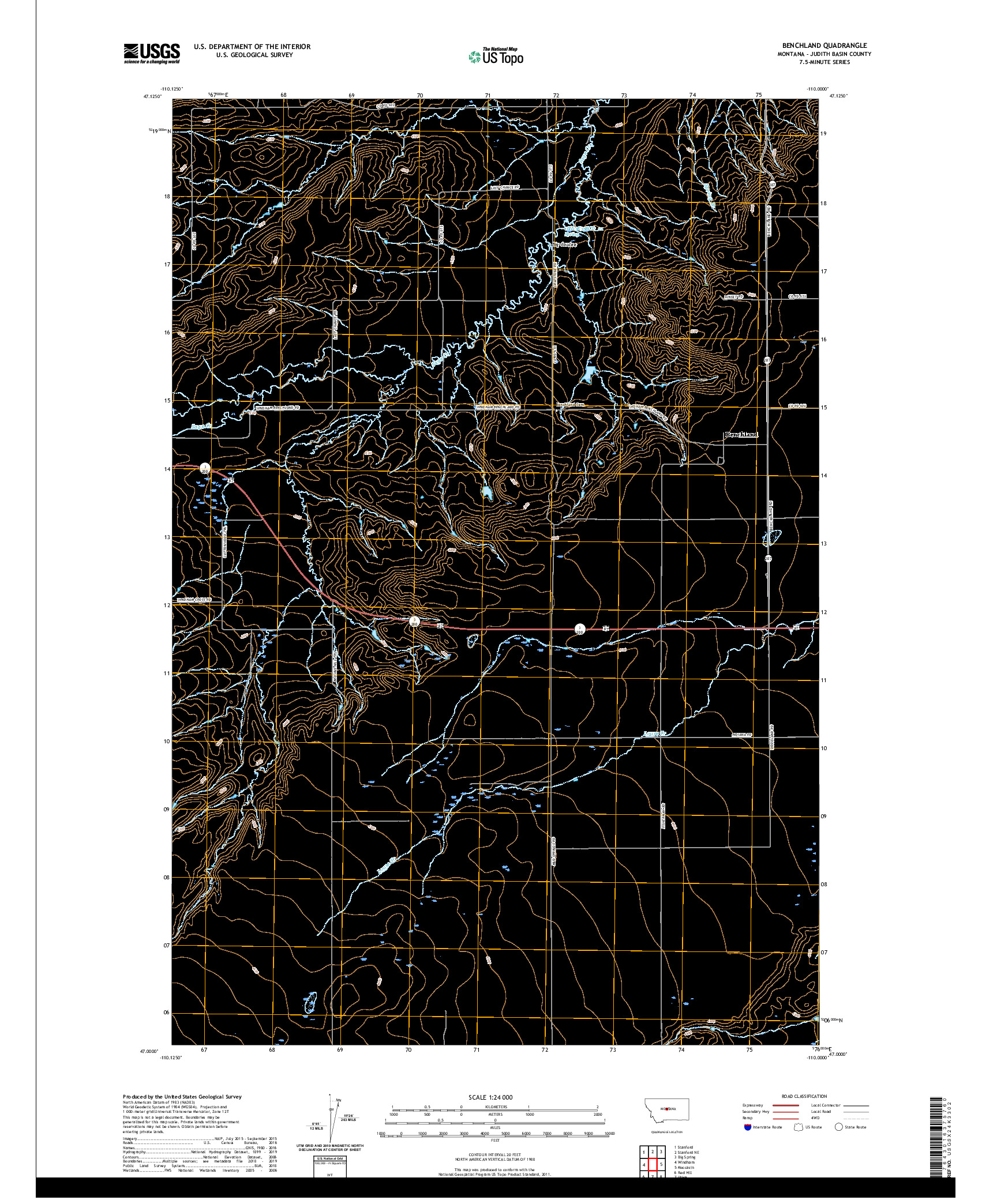 USGS US TOPO 7.5-MINUTE MAP FOR BENCHLAND, MT 2020