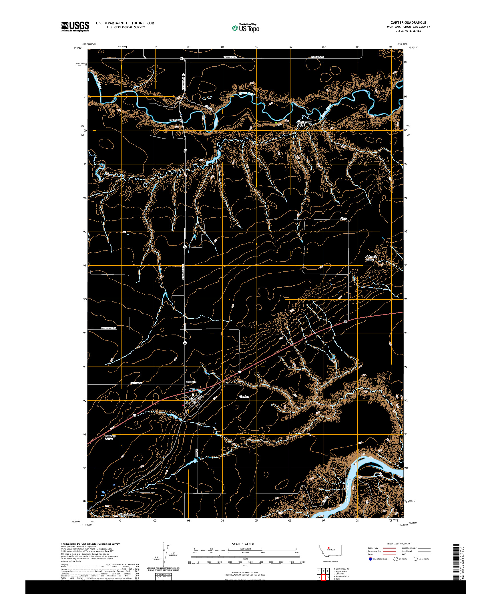 USGS US TOPO 7.5-MINUTE MAP FOR CARTER, MT 2020