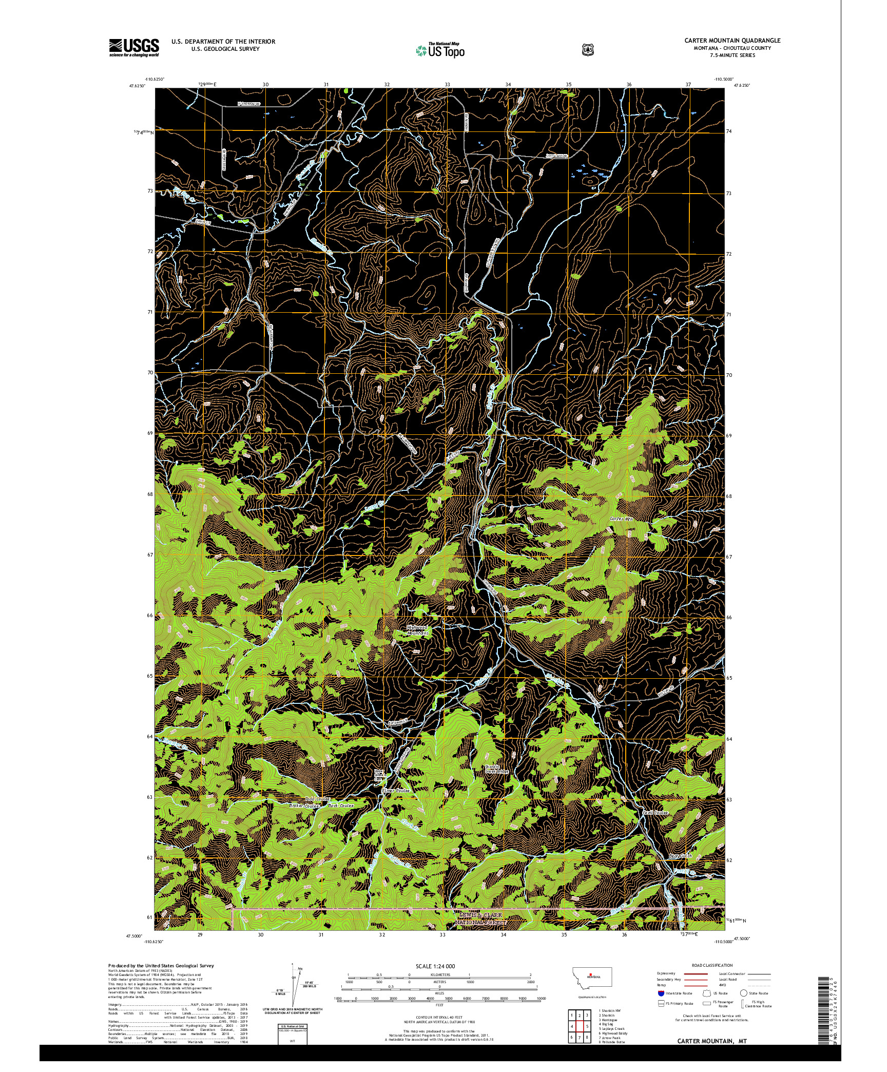 USGS US TOPO 7.5-MINUTE MAP FOR CARTER MOUNTAIN, MT 2020