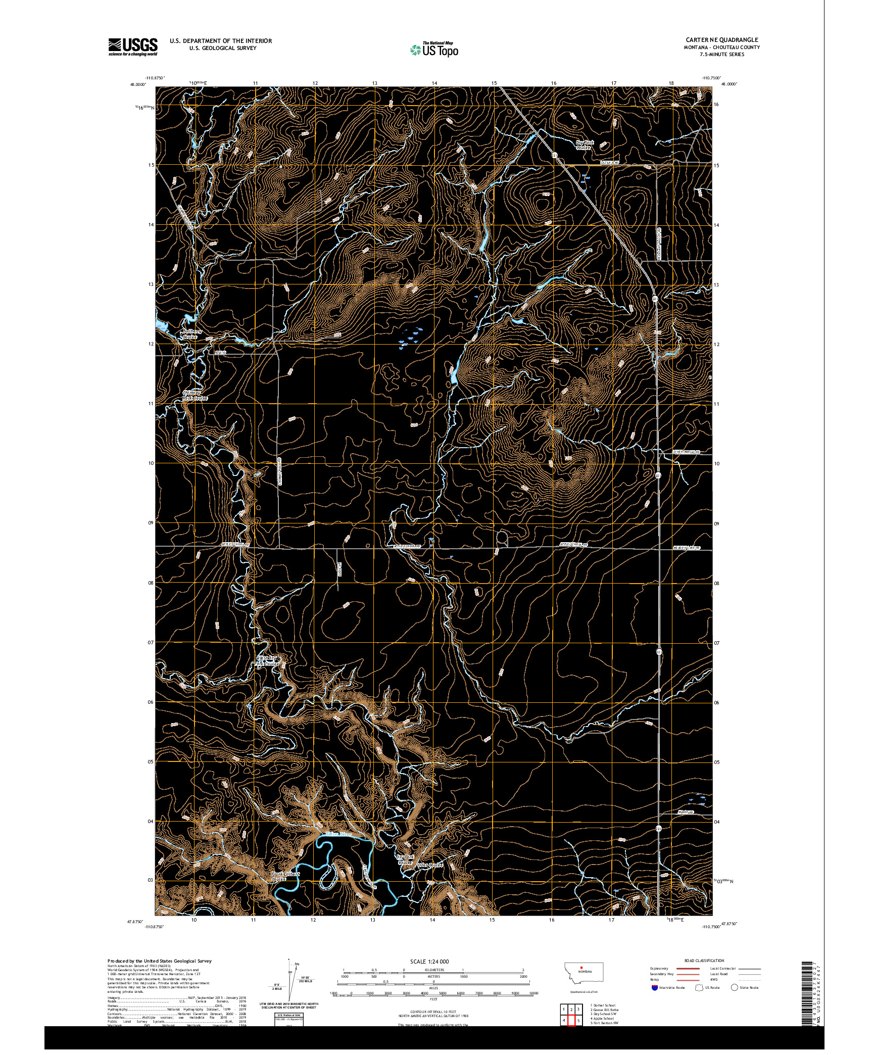 USGS US TOPO 7.5-MINUTE MAP FOR CARTER NE, MT 2020