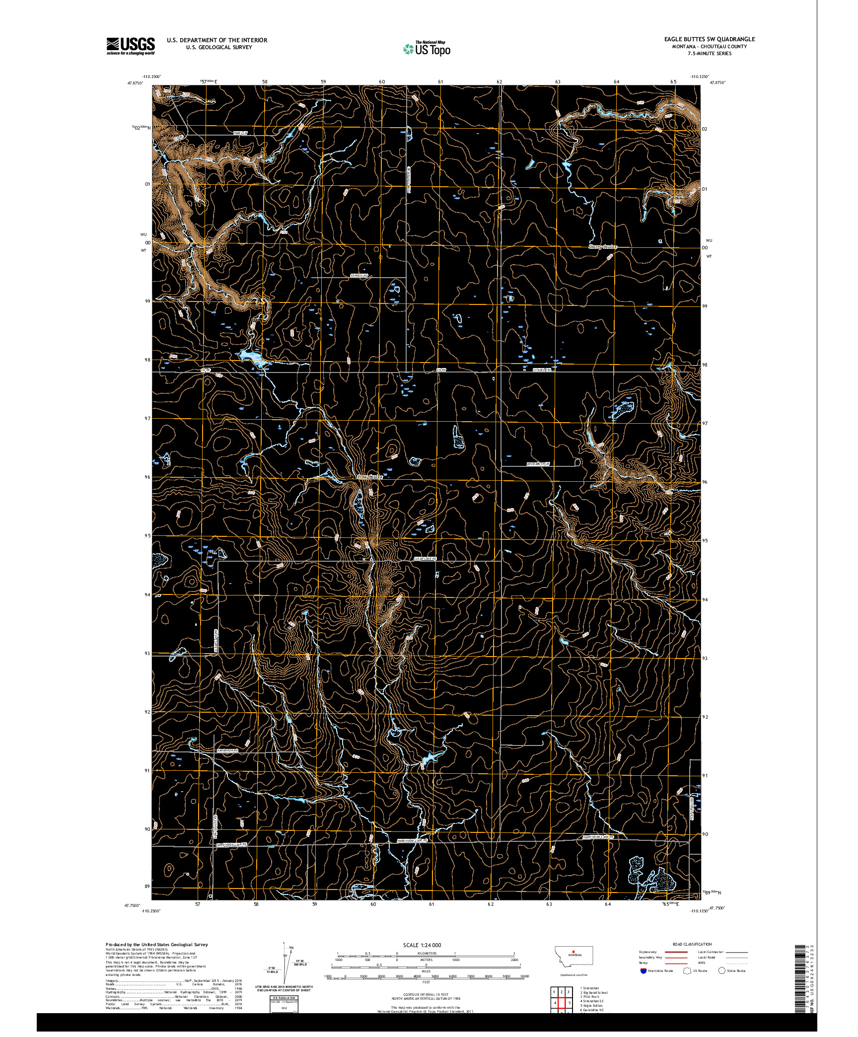 USGS US TOPO 7.5-MINUTE MAP FOR EAGLE BUTTES SW, MT 2020