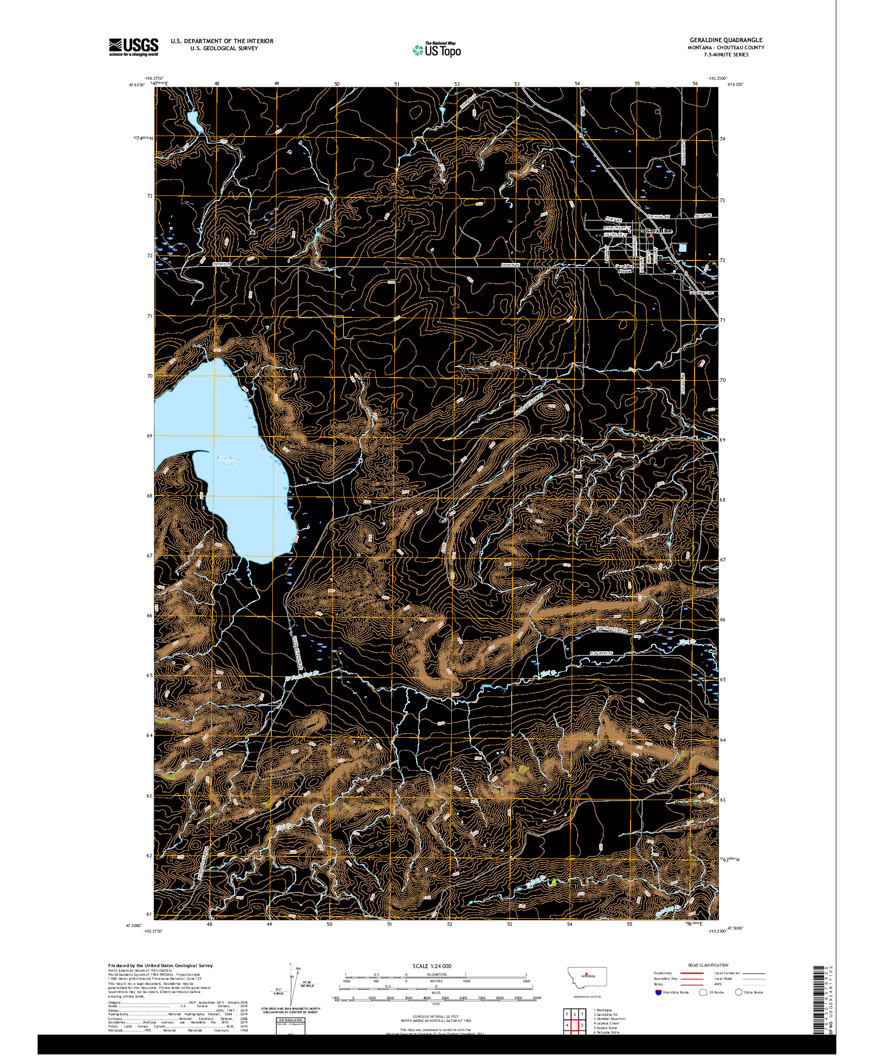 USGS US TOPO 7.5-MINUTE MAP FOR GERALDINE, MT 2020