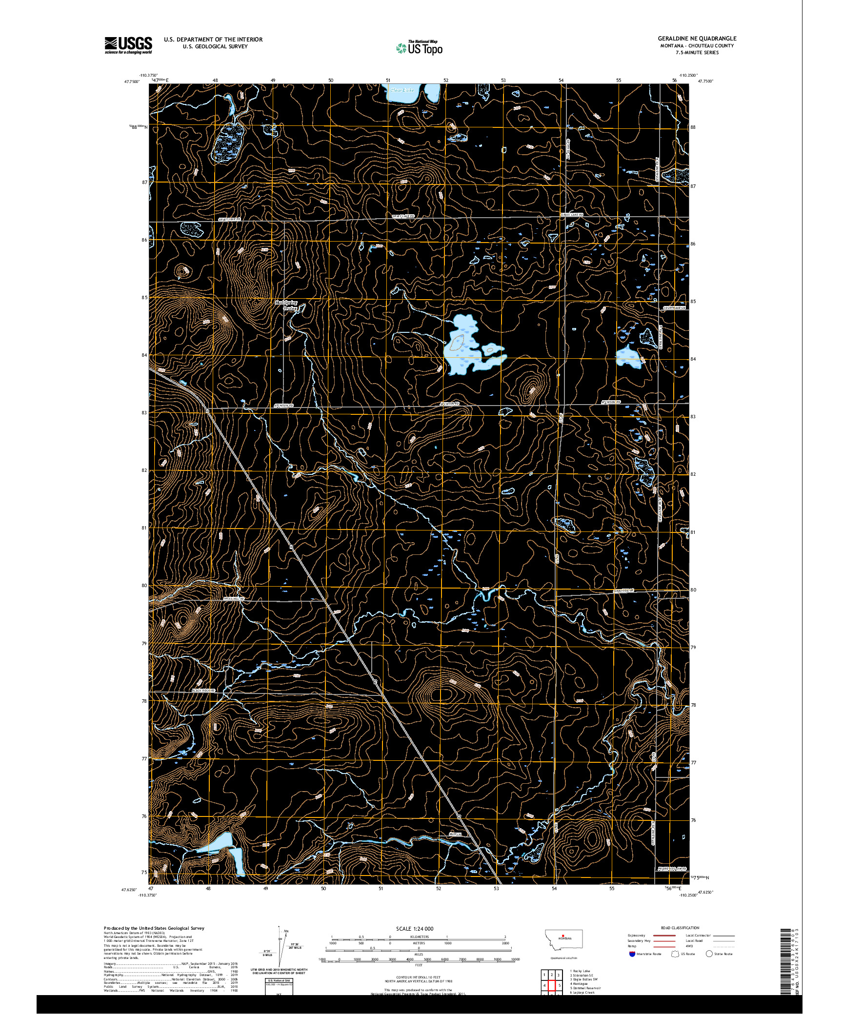 USGS US TOPO 7.5-MINUTE MAP FOR GERALDINE NE, MT 2020