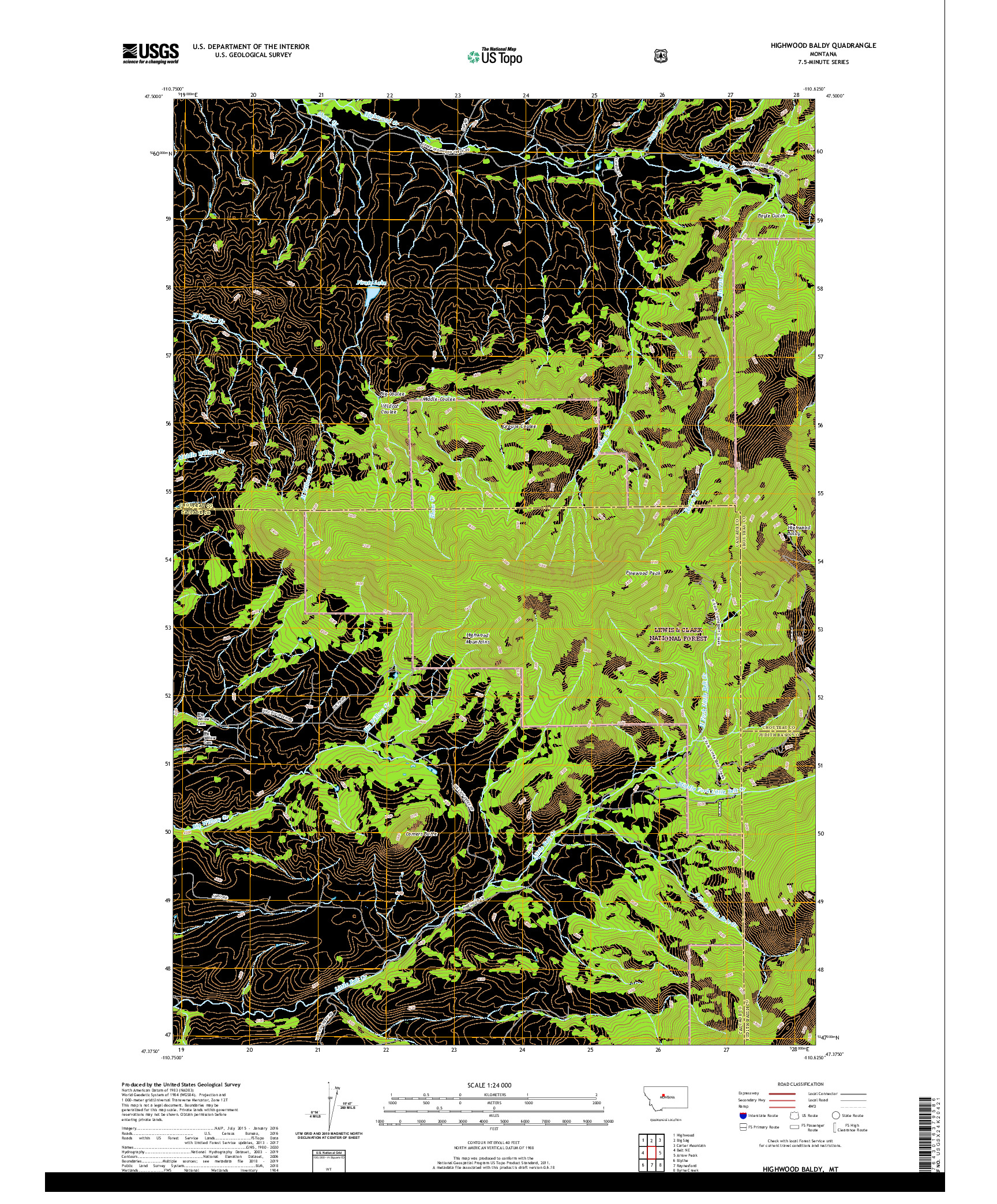 USGS US TOPO 7.5-MINUTE MAP FOR HIGHWOOD BALDY, MT 2020