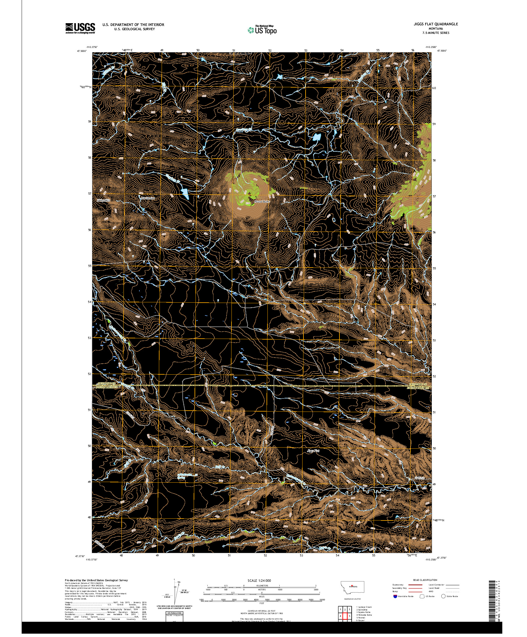 USGS US TOPO 7.5-MINUTE MAP FOR JIGGS FLAT, MT 2020