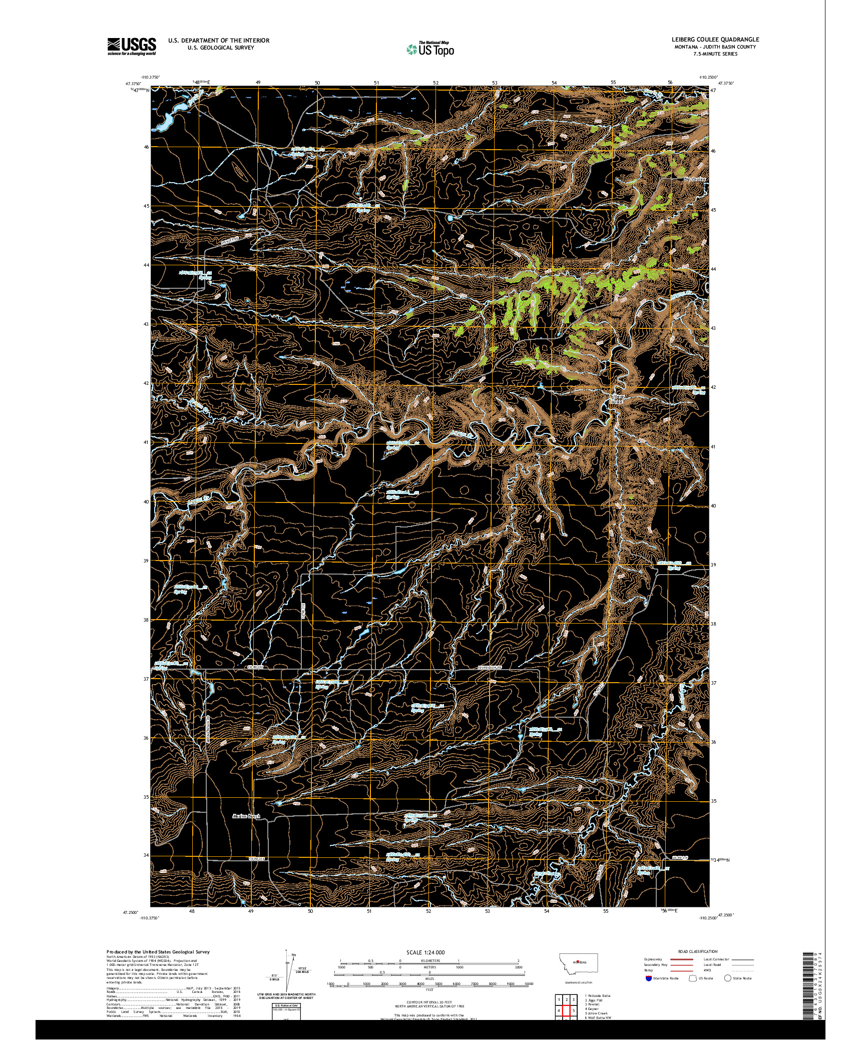 USGS US TOPO 7.5-MINUTE MAP FOR LEIBERG COULEE, MT 2020