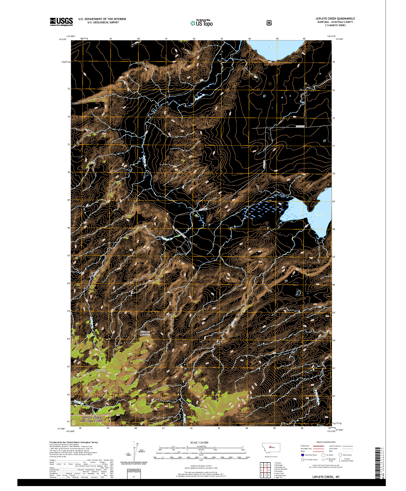 USGS US TOPO 7.5-MINUTE MAP FOR LEPLEYS CREEK, MT 2020