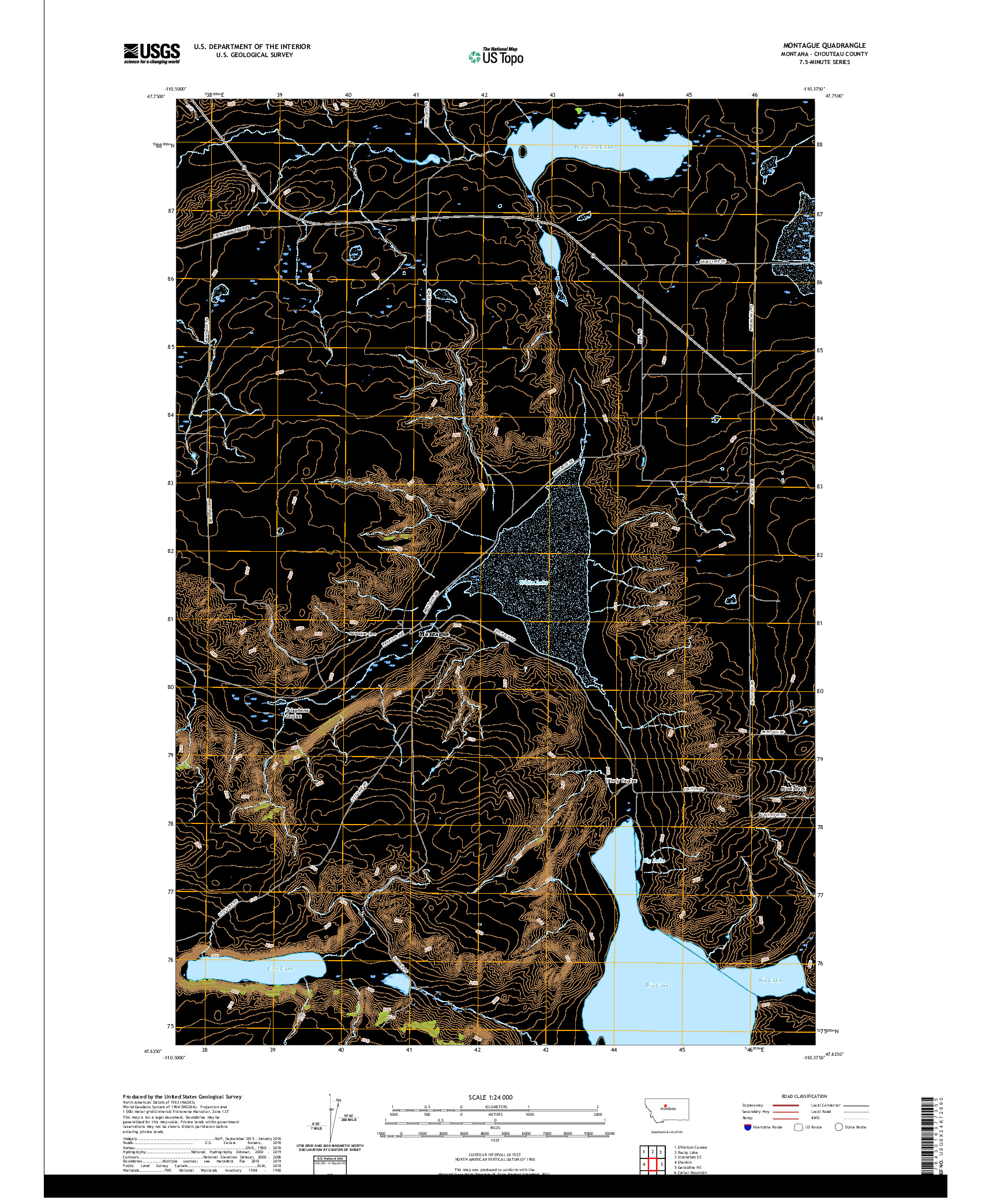 USGS US TOPO 7.5-MINUTE MAP FOR MONTAGUE, MT 2020