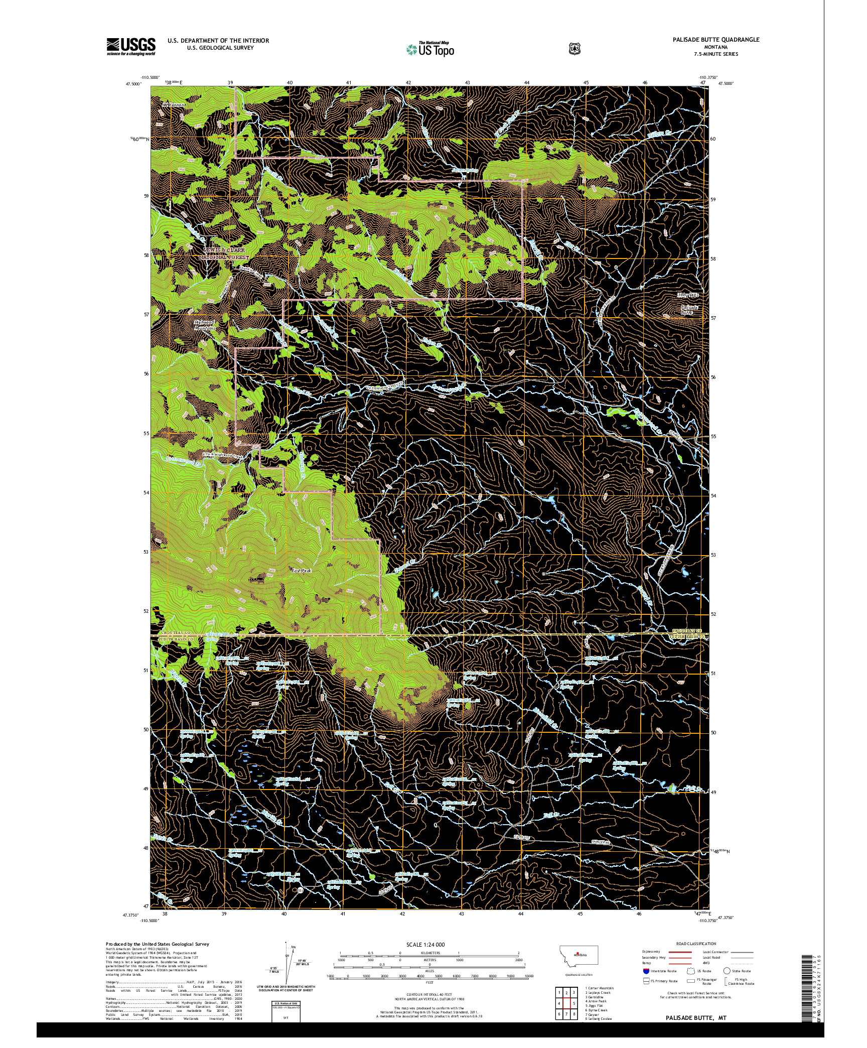 USGS US TOPO 7.5-MINUTE MAP FOR PALISADE BUTTE, MT 2020