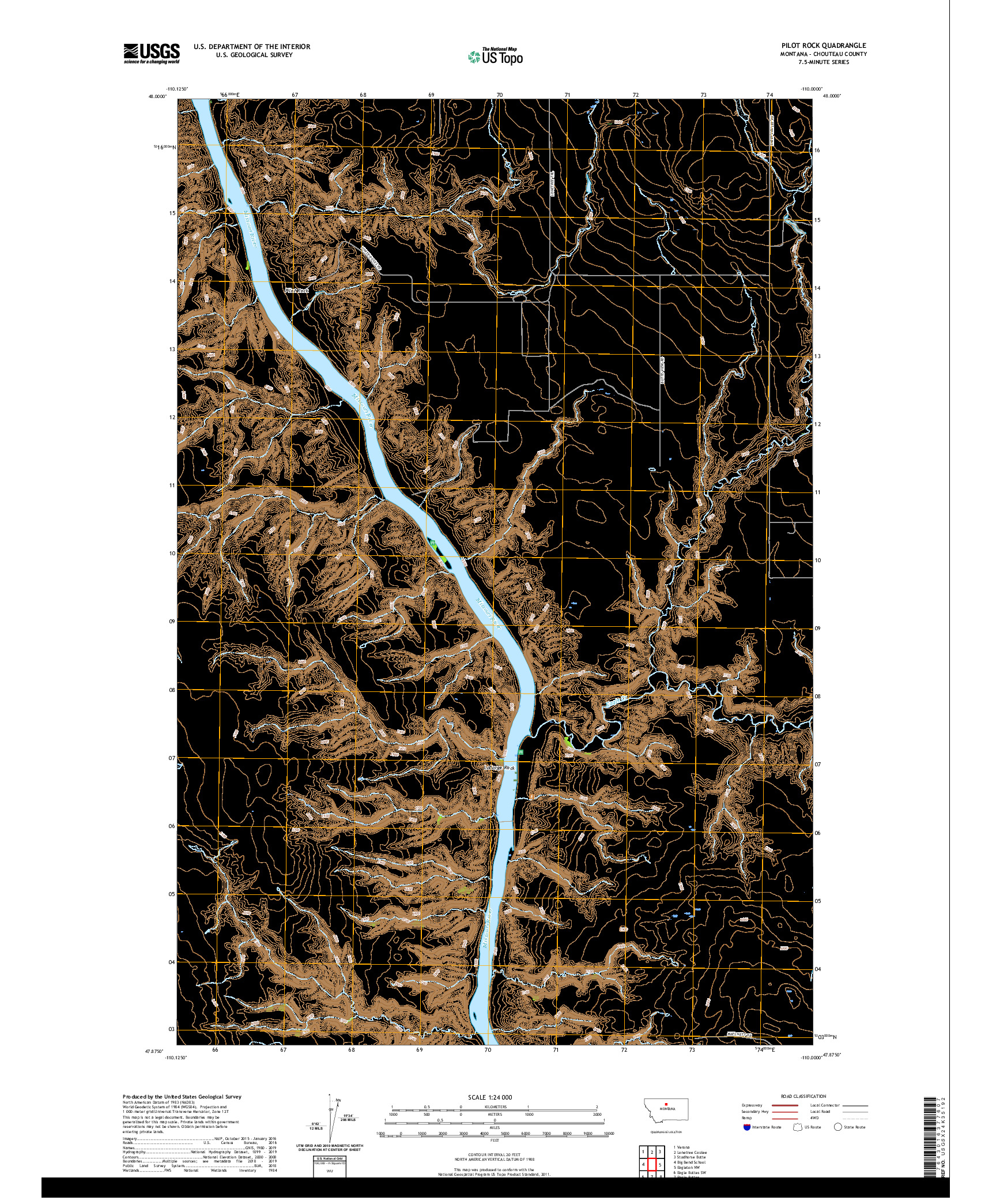 USGS US TOPO 7.5-MINUTE MAP FOR PILOT ROCK, MT 2020