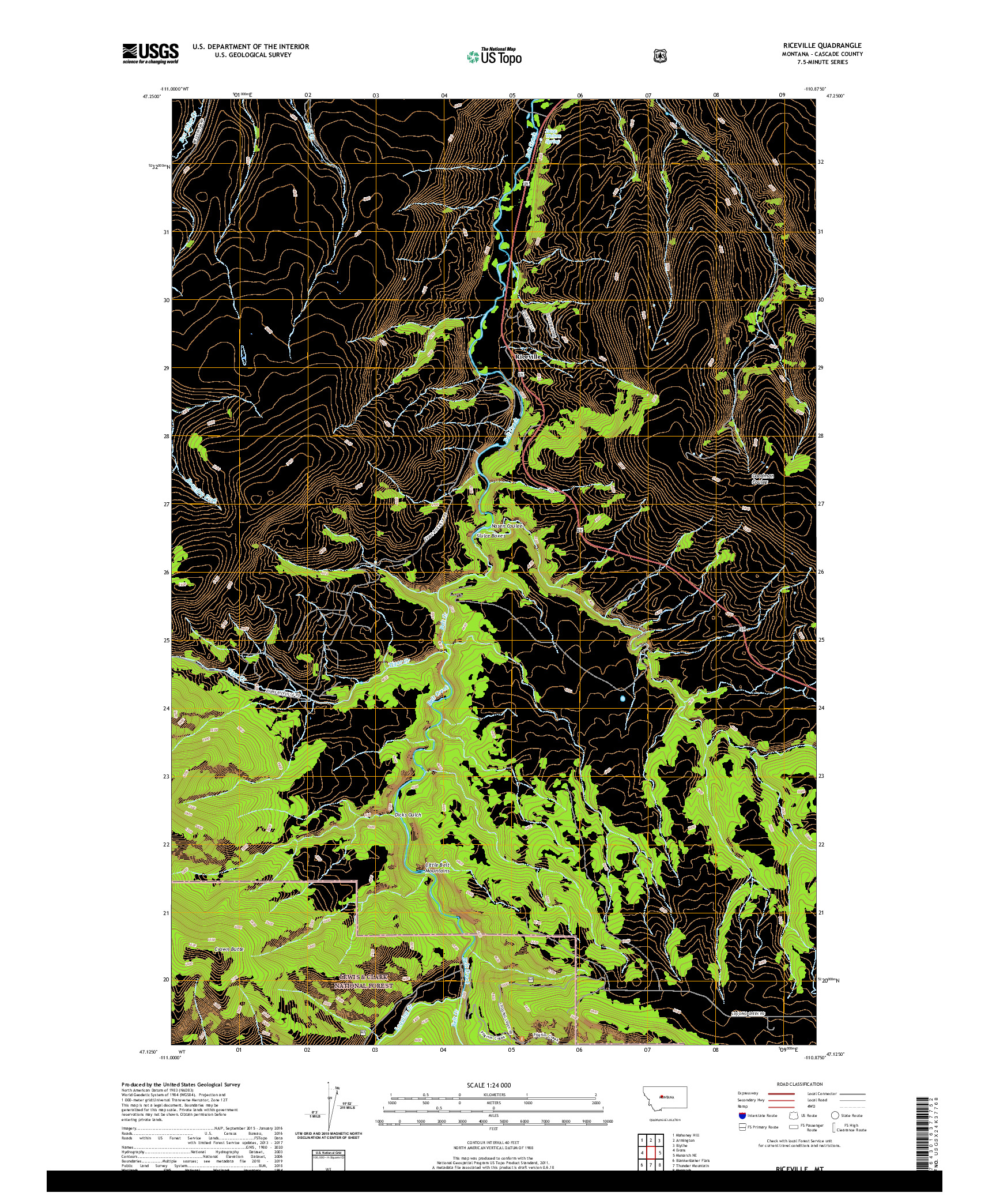 USGS US TOPO 7.5-MINUTE MAP FOR RICEVILLE, MT 2020