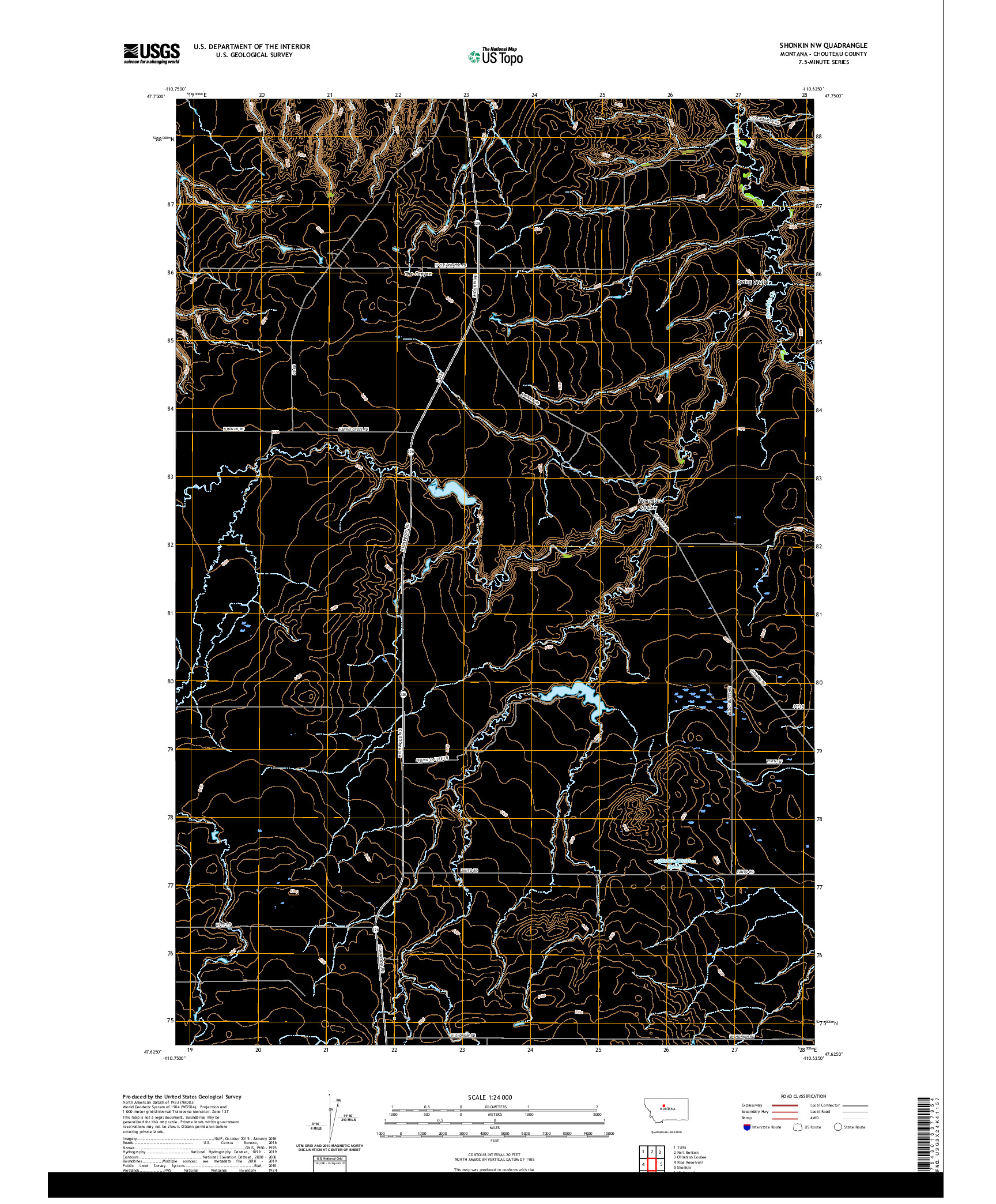 USGS US TOPO 7.5-MINUTE MAP FOR SHONKIN NW, MT 2020