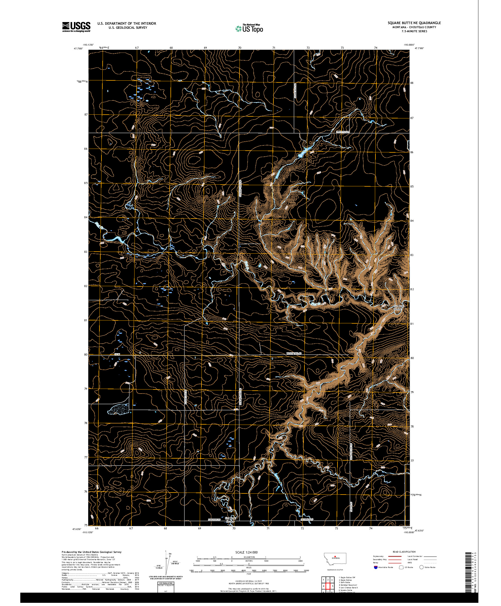 USGS US TOPO 7.5-MINUTE MAP FOR SQUARE BUTTE NE, MT 2020