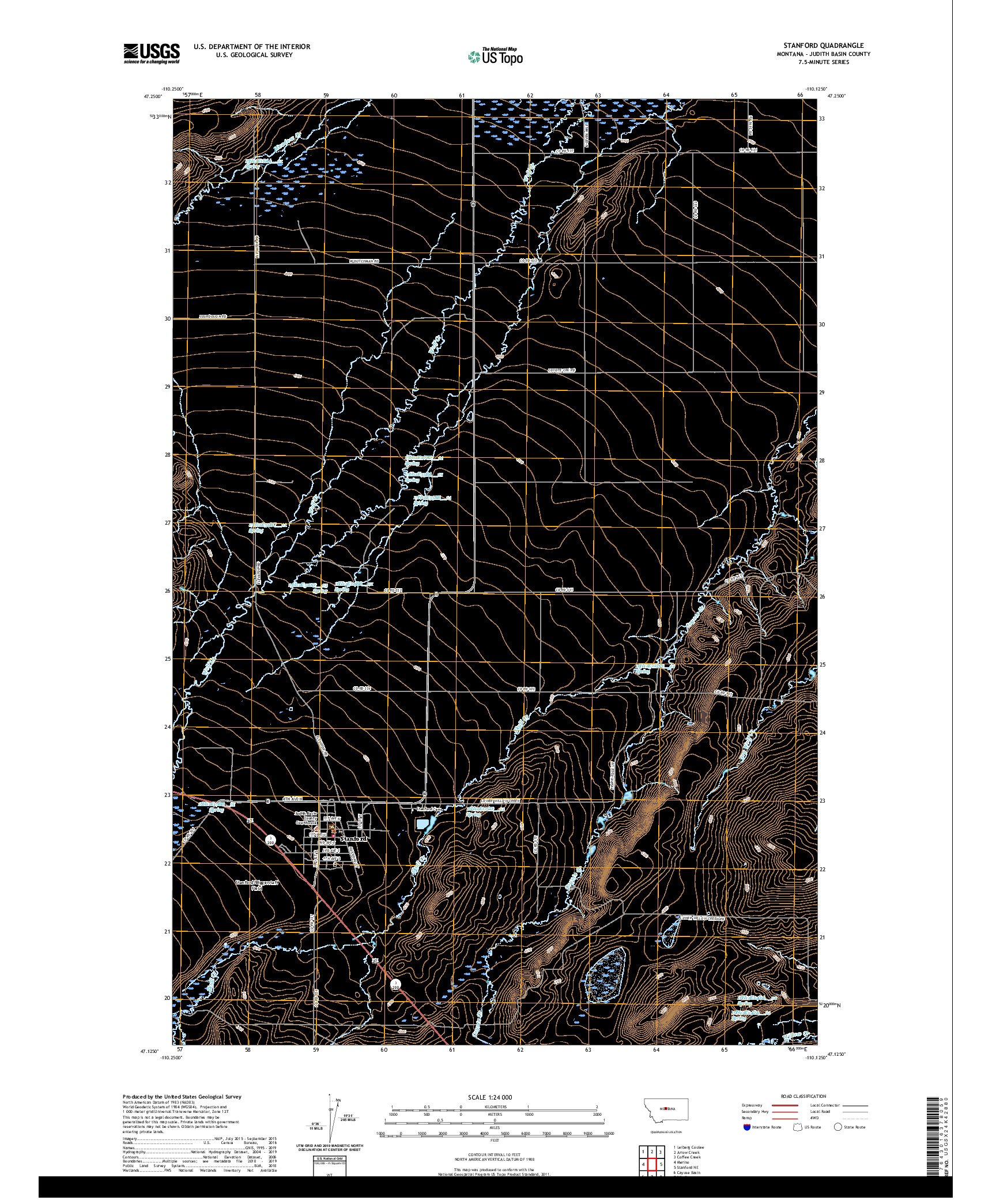 USGS US TOPO 7.5-MINUTE MAP FOR STANFORD, MT 2020