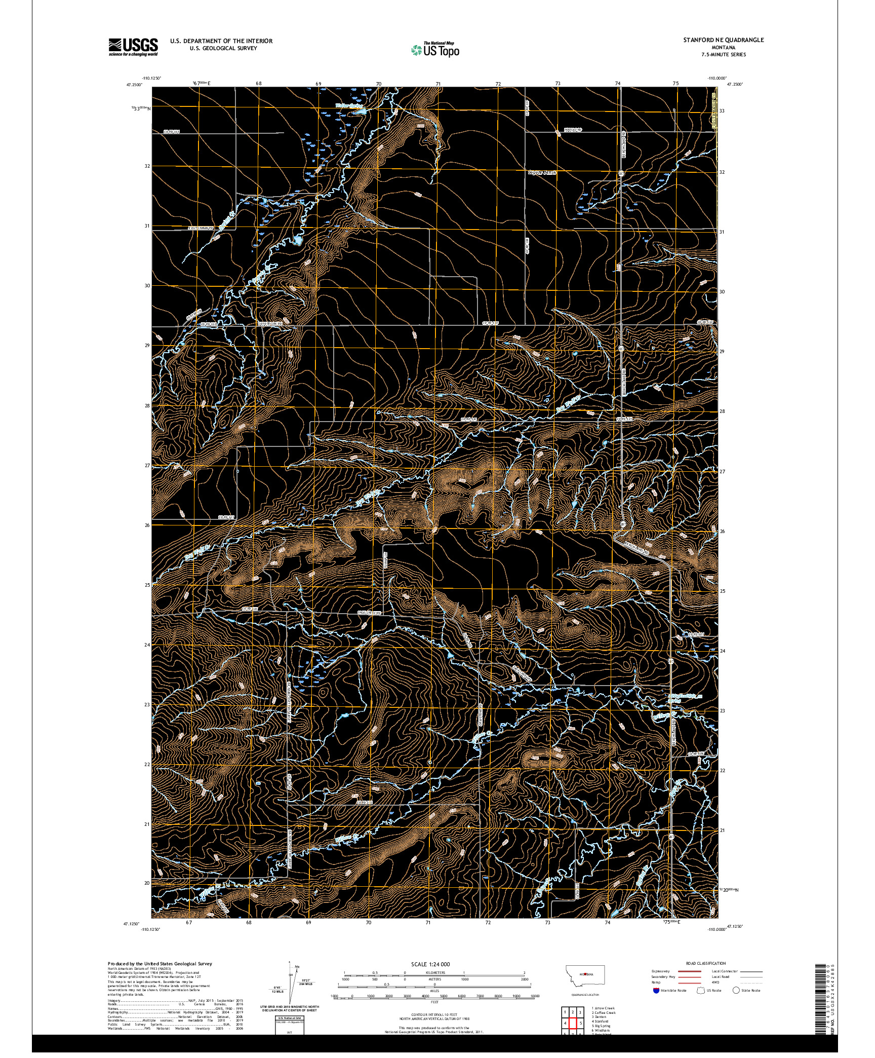 USGS US TOPO 7.5-MINUTE MAP FOR STANFORD NE, MT 2020