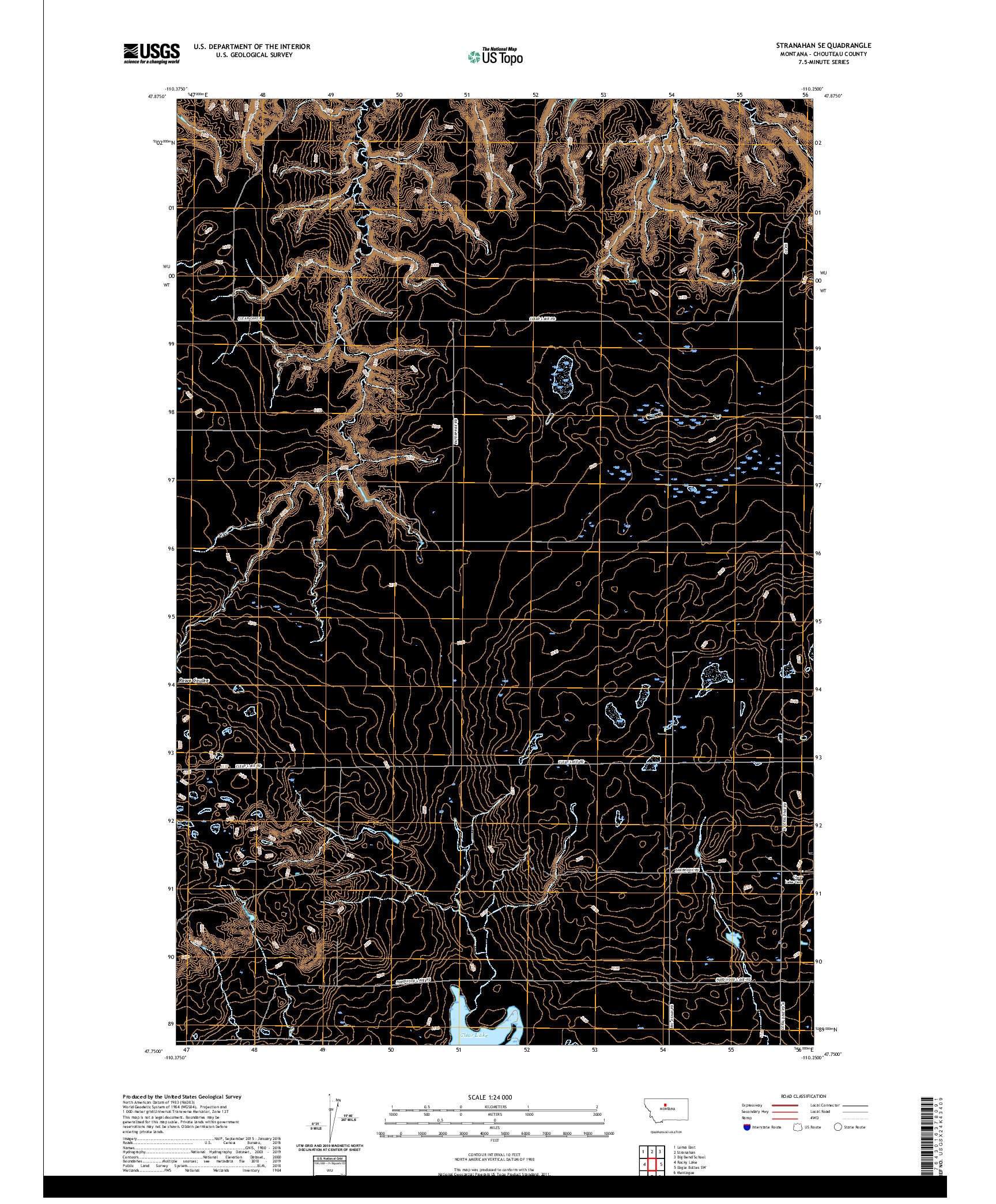 USGS US TOPO 7.5-MINUTE MAP FOR STRANAHAN SE, MT 2020