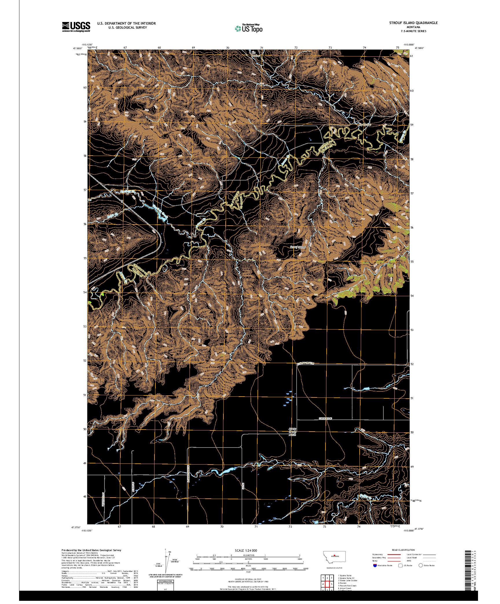 USGS US TOPO 7.5-MINUTE MAP FOR STROUF ISLAND, MT 2020