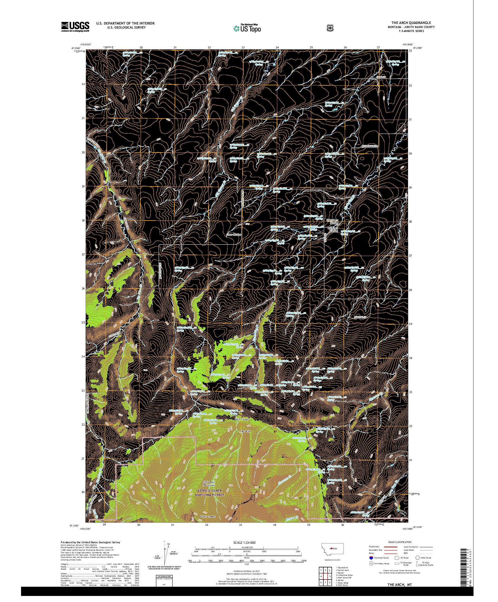 USGS US TOPO 7.5-MINUTE MAP FOR THE ARCH, MT 2020