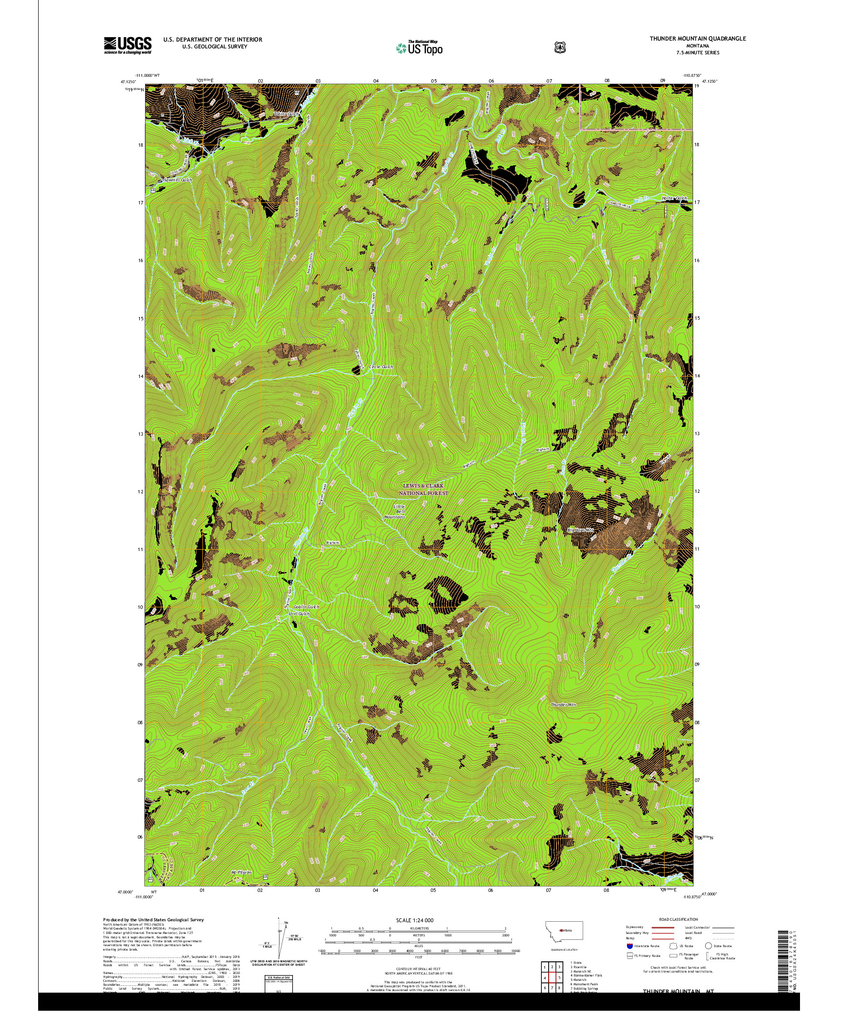 USGS US TOPO 7.5-MINUTE MAP FOR THUNDER MOUNTAIN, MT 2020