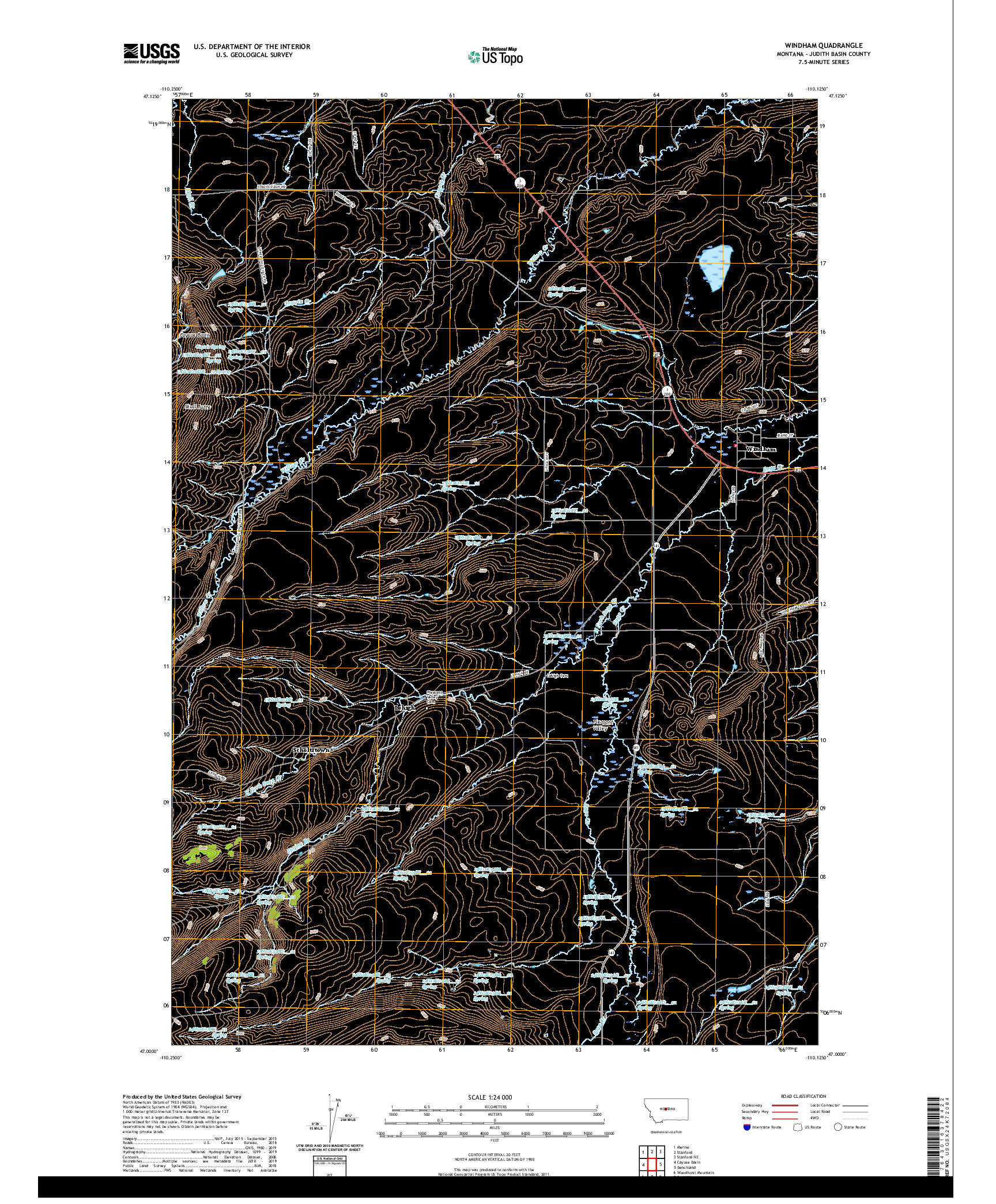 USGS US TOPO 7.5-MINUTE MAP FOR WINDHAM, MT 2020