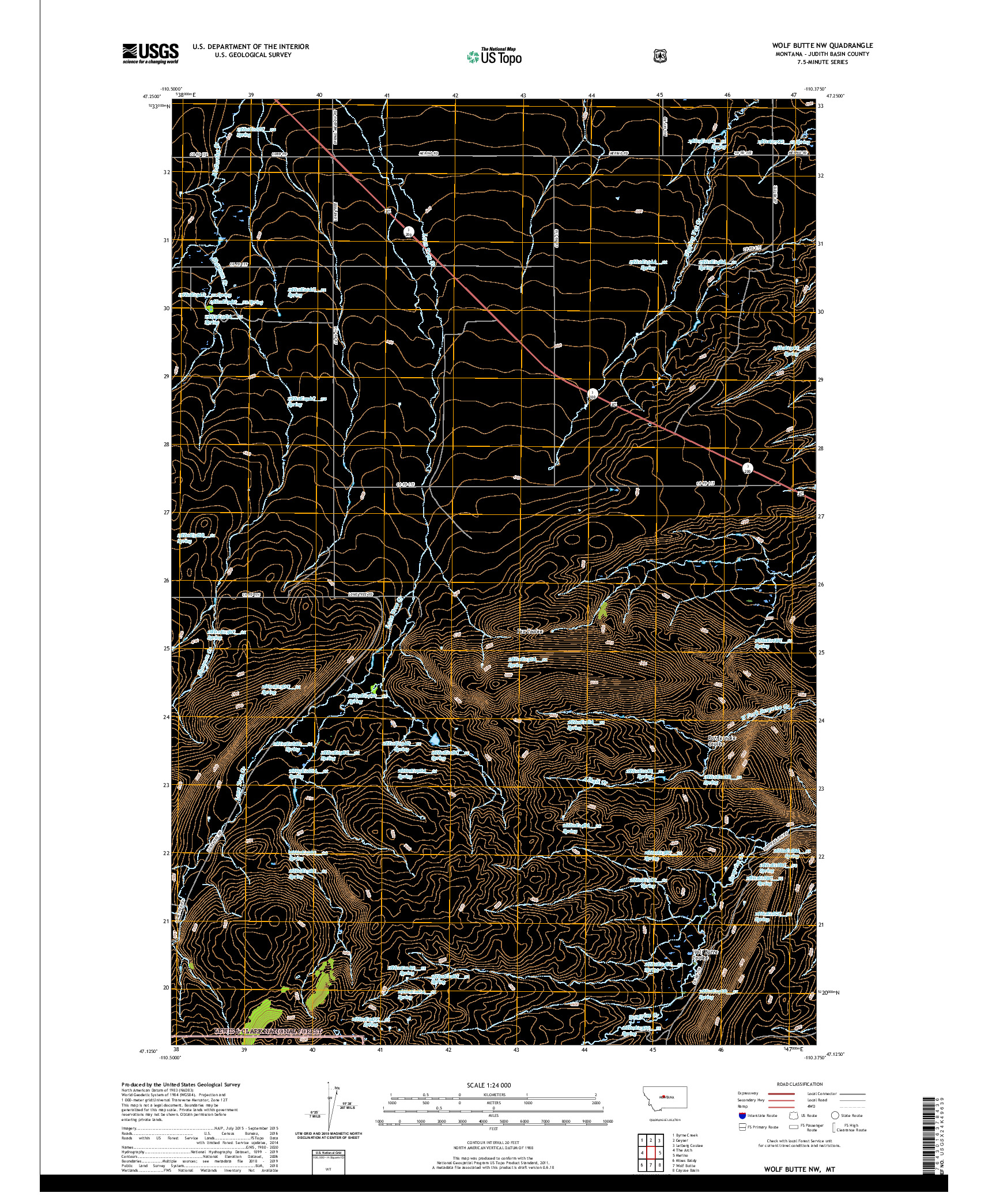 USGS US TOPO 7.5-MINUTE MAP FOR WOLF BUTTE NW, MT 2020