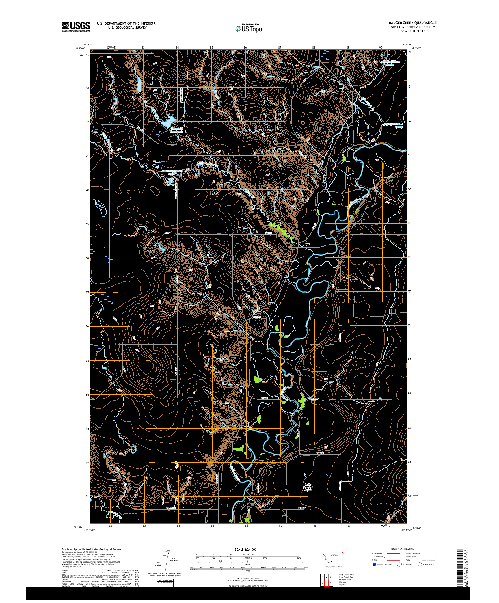 USGS US TOPO 7.5-MINUTE MAP FOR BADGER CREEK, MT 2020