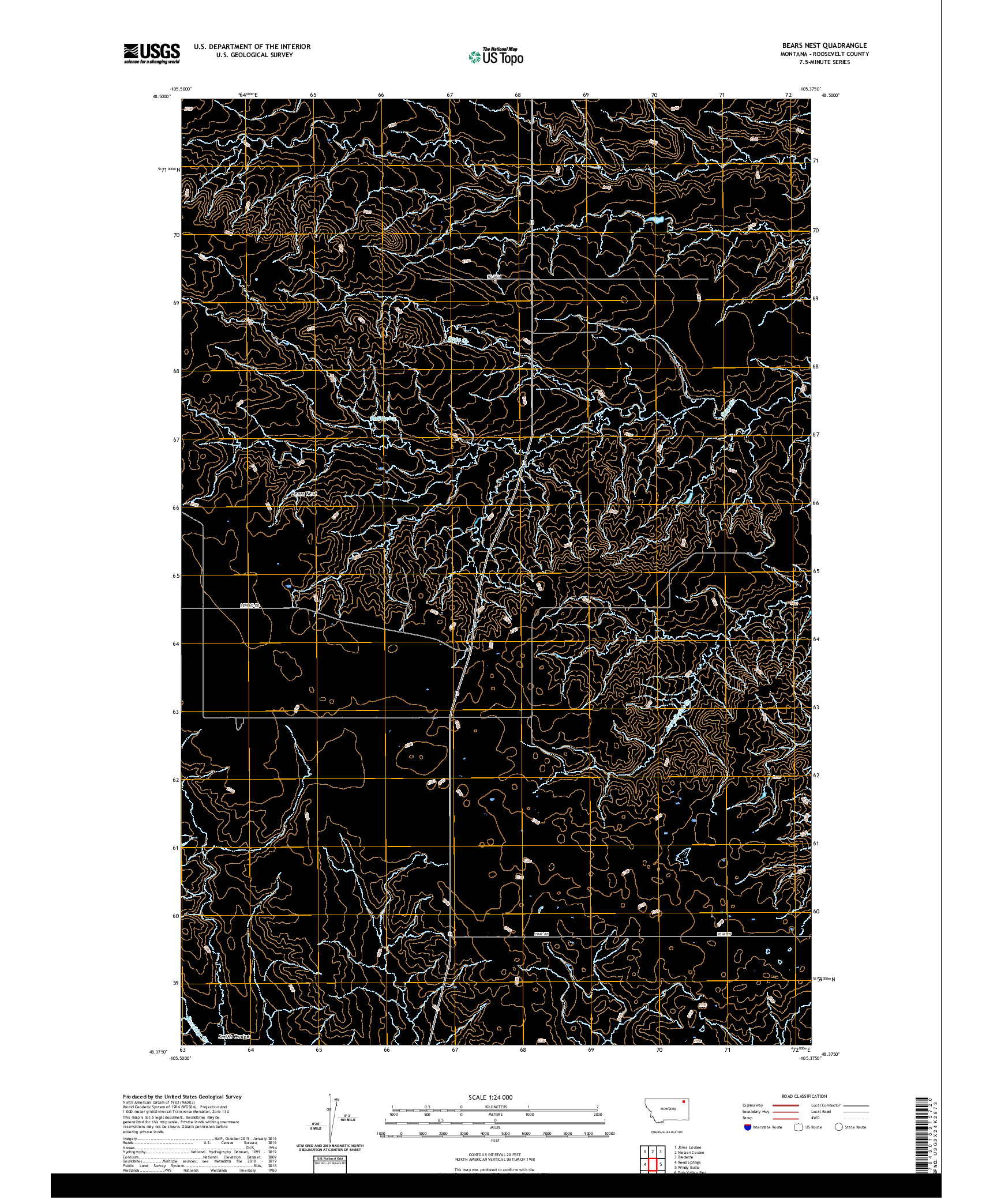 USGS US TOPO 7.5-MINUTE MAP FOR BEARS NEST, MT 2020