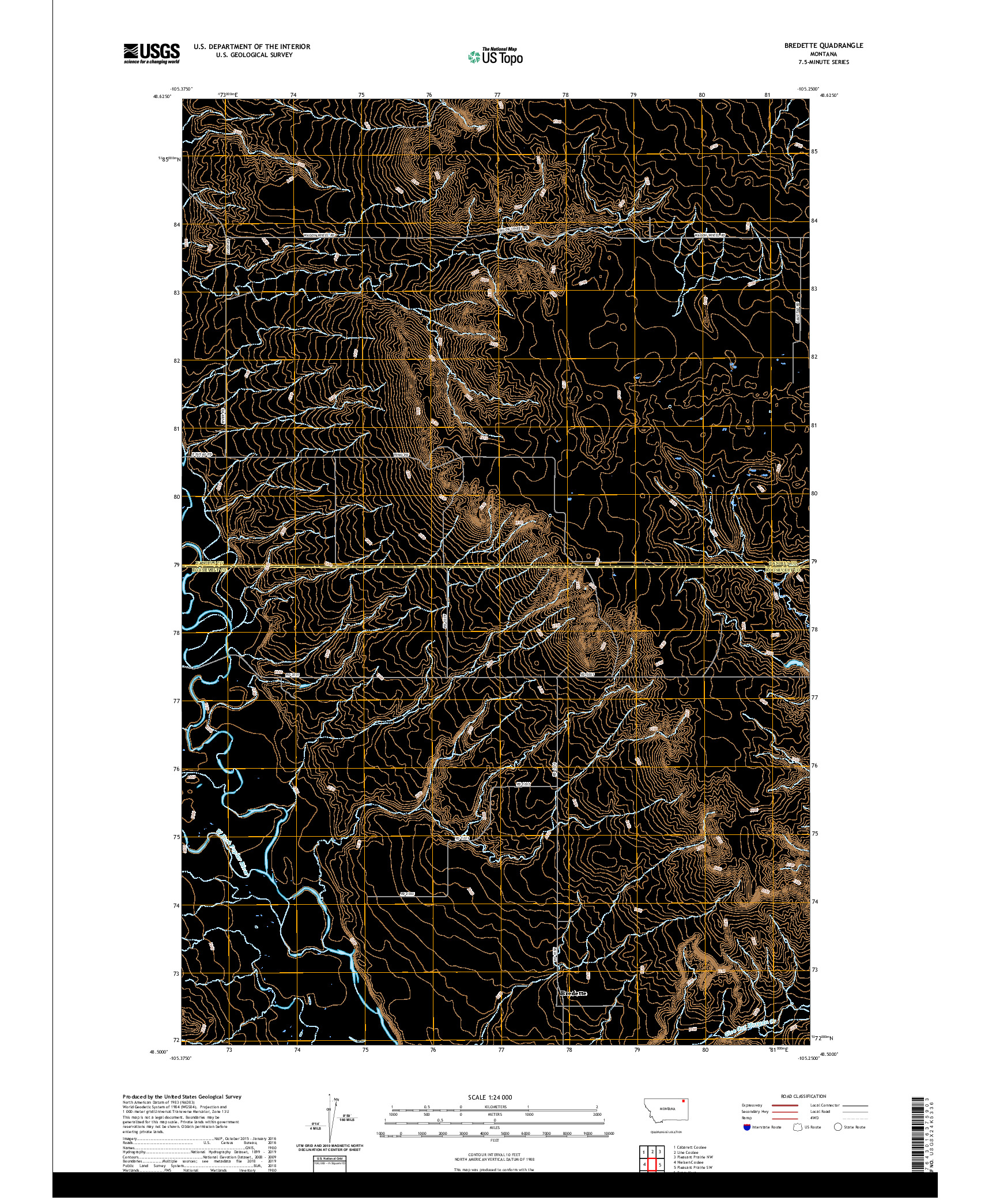 USGS US TOPO 7.5-MINUTE MAP FOR BREDETTE, MT 2020