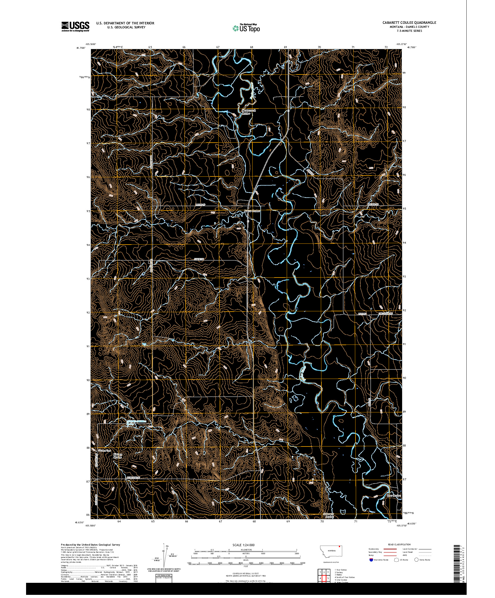 USGS US TOPO 7.5-MINUTE MAP FOR CABARETT COULEE, MT 2020