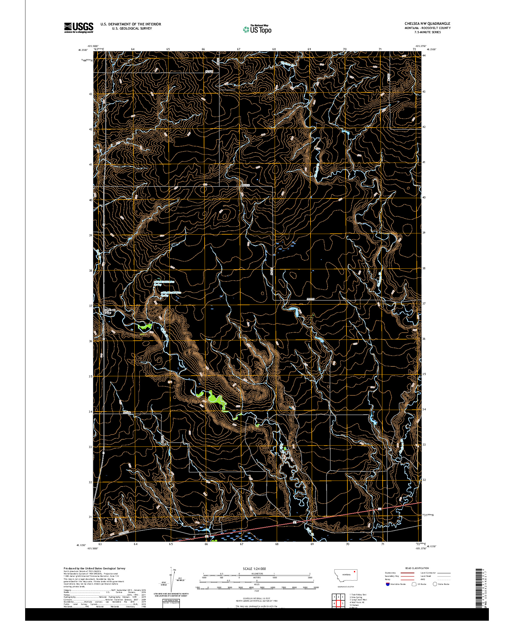 USGS US TOPO 7.5-MINUTE MAP FOR CHELSEA NW, MT 2020