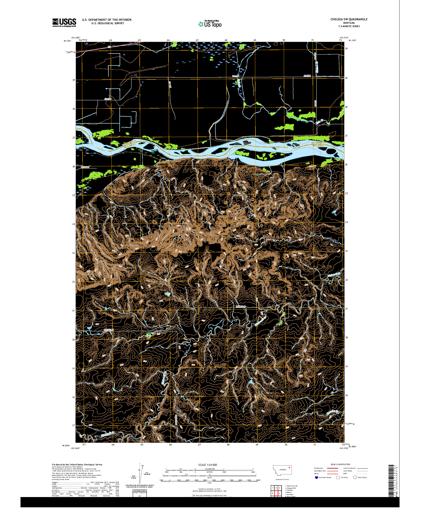 USGS US TOPO 7.5-MINUTE MAP FOR CHELSEA SW, MT 2020