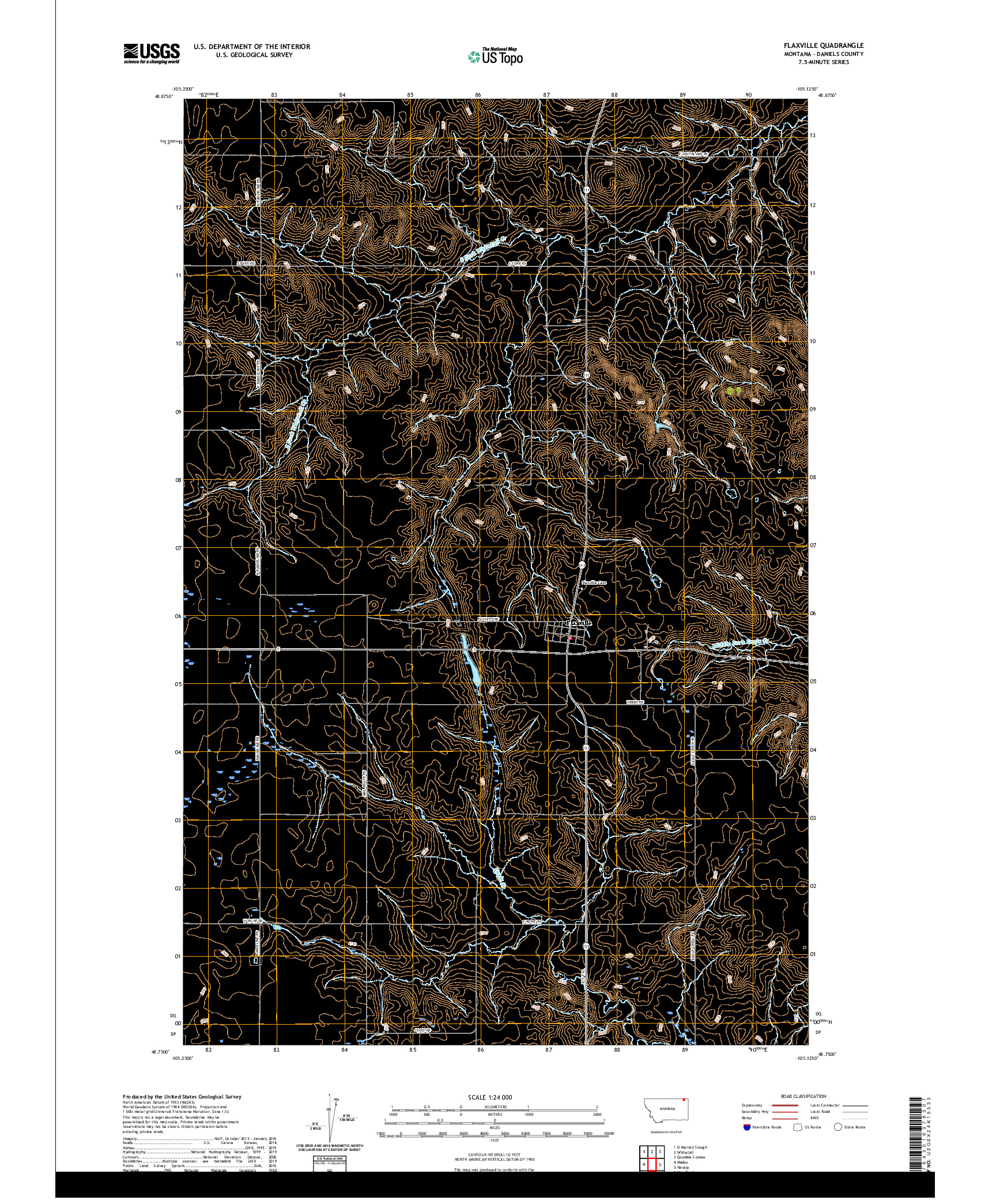 USGS US TOPO 7.5-MINUTE MAP FOR FLAXVILLE, MT 2020