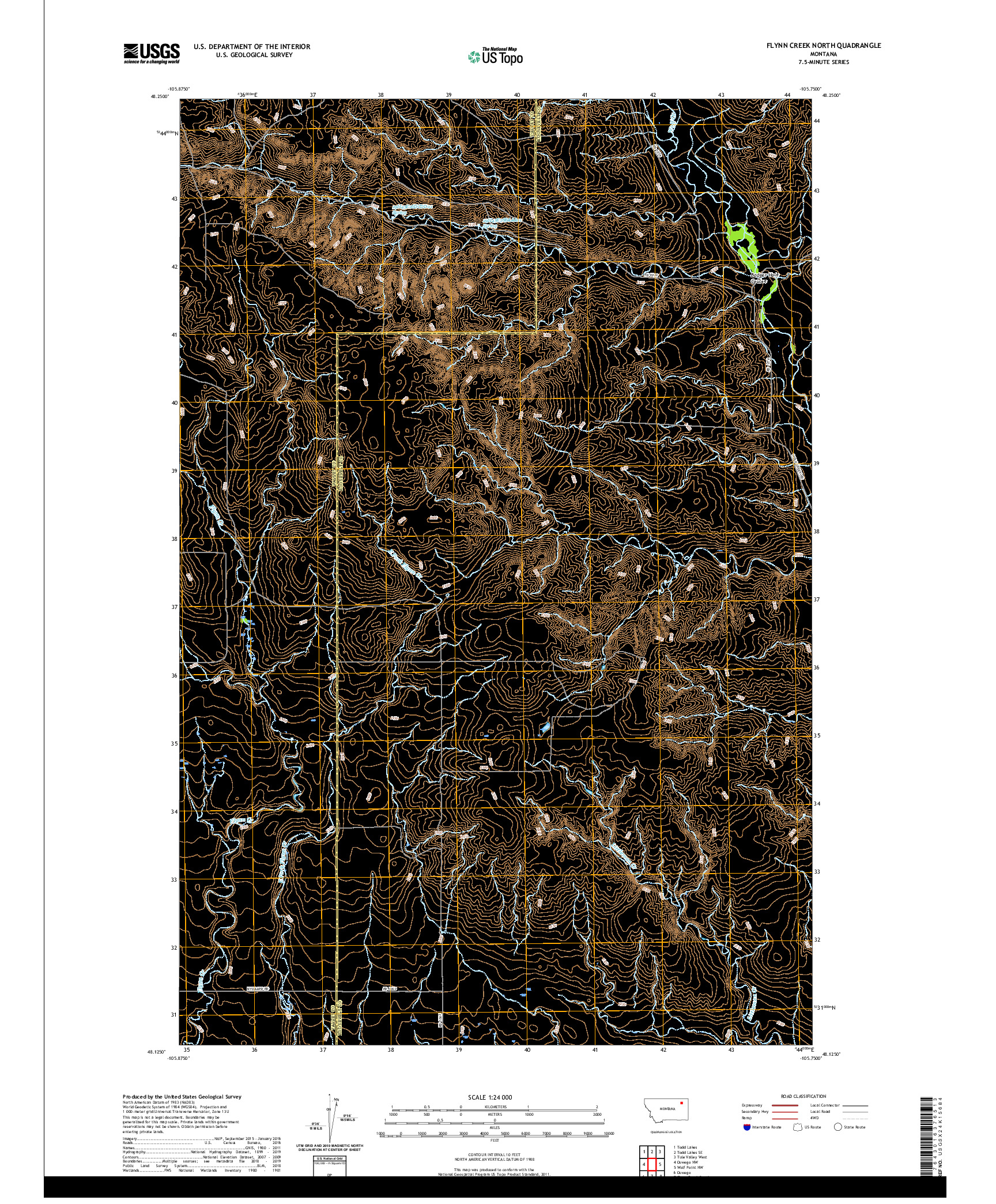 USGS US TOPO 7.5-MINUTE MAP FOR FLYNN CREEK NORTH, MT 2020