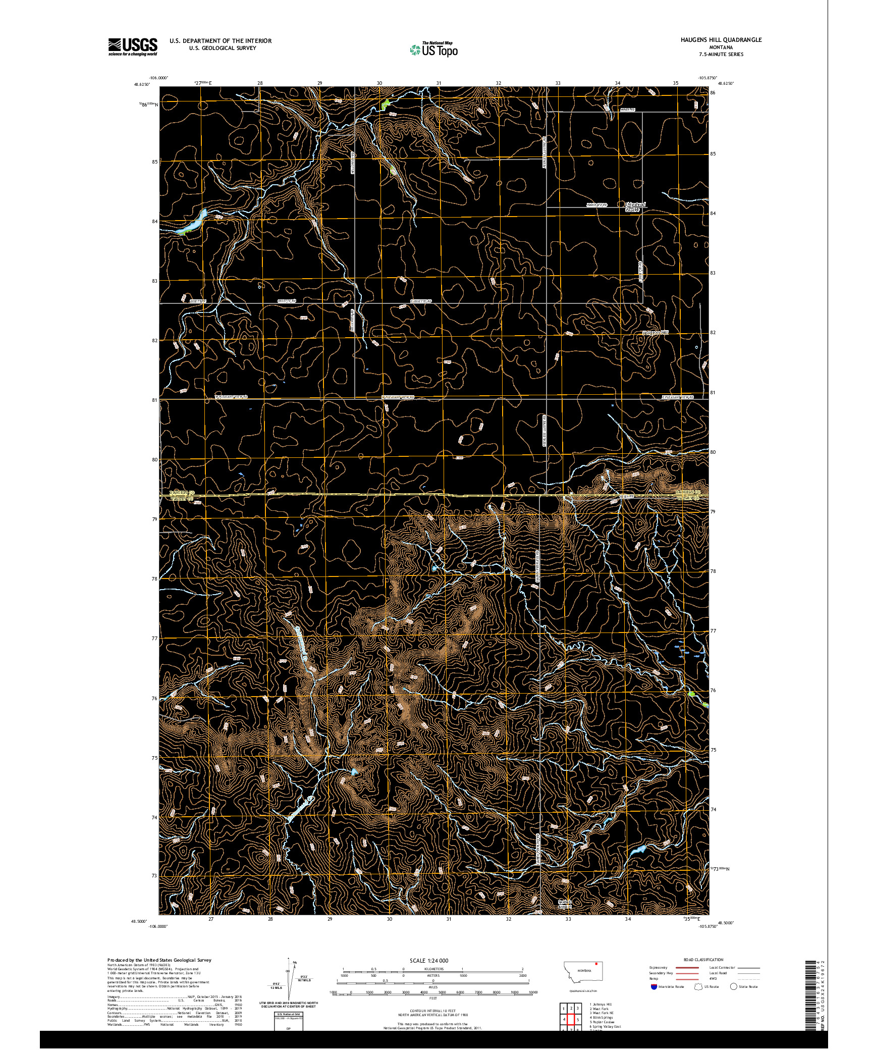 USGS US TOPO 7.5-MINUTE MAP FOR HAUGENS HILL, MT 2020