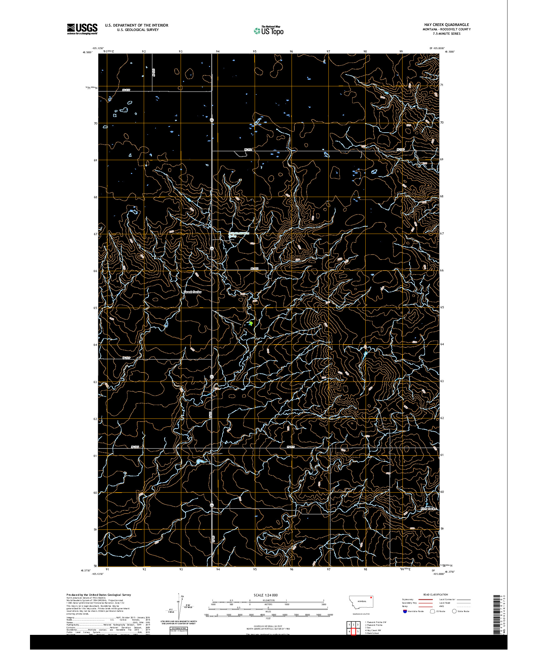 USGS US TOPO 7.5-MINUTE MAP FOR HAY CREEK, MT 2020