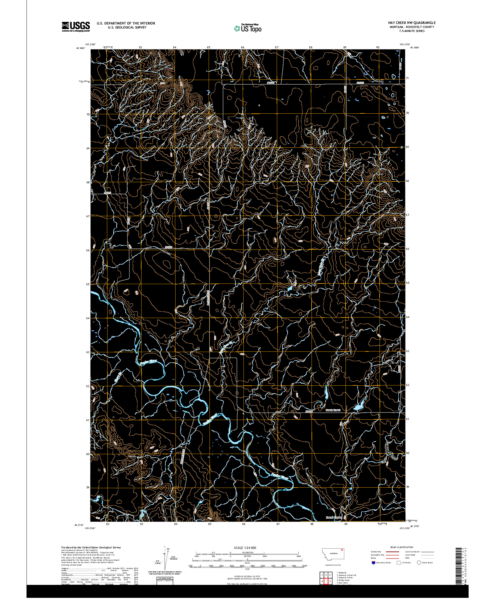 USGS US TOPO 7.5-MINUTE MAP FOR HAY CREEK NW, MT 2020
