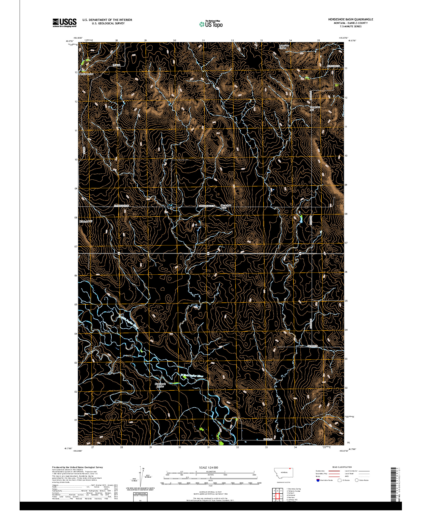 USGS US TOPO 7.5-MINUTE MAP FOR HORSESHOE BASIN, MT 2020