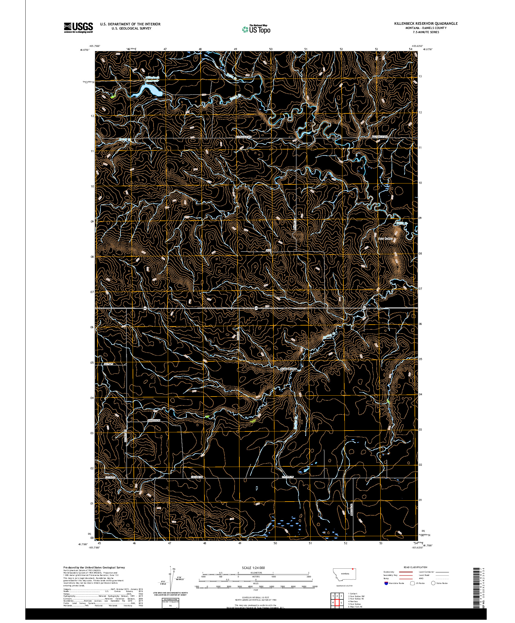 USGS US TOPO 7.5-MINUTE MAP FOR KILLENBECK RESERVOIR, MT 2020