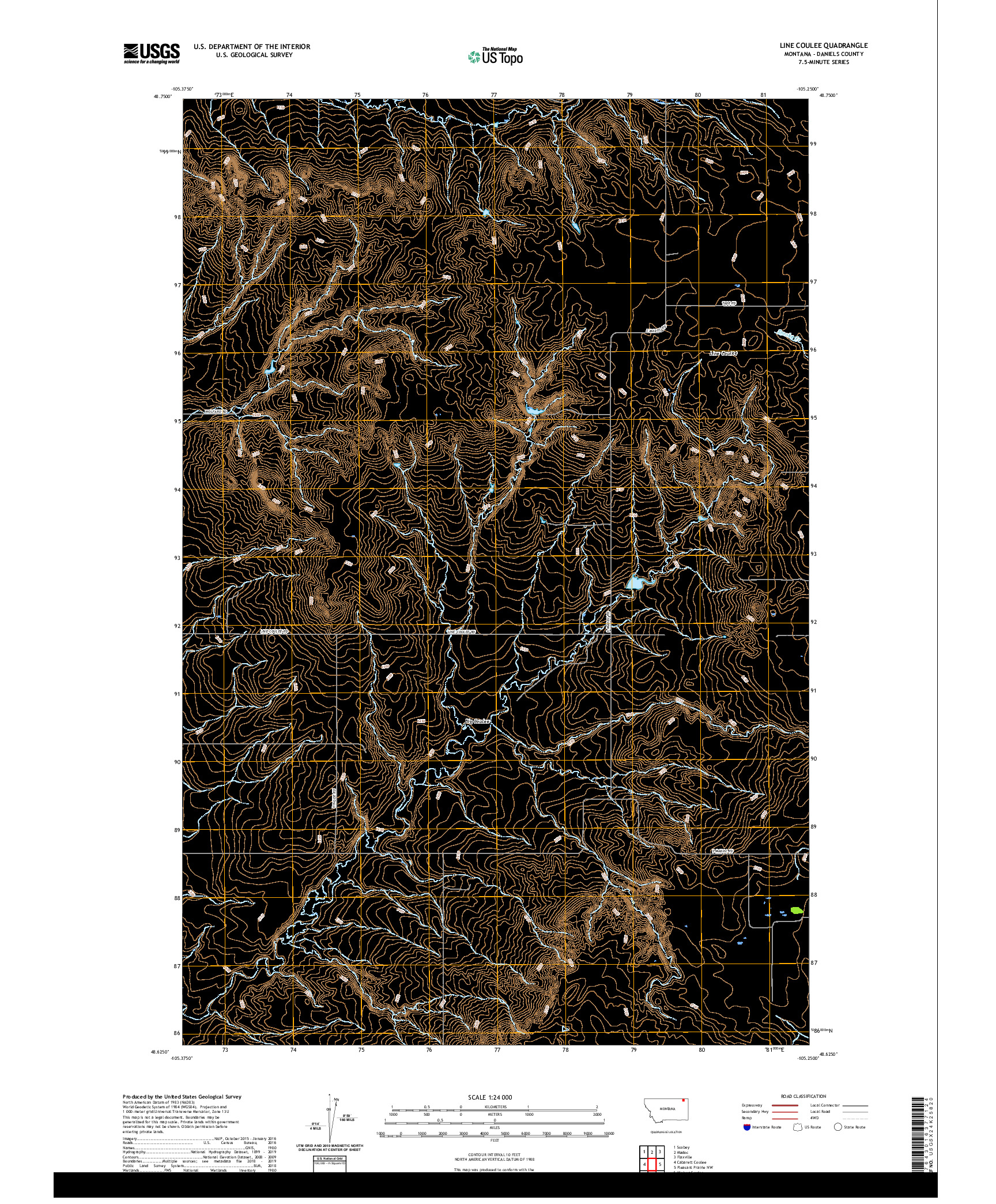 USGS US TOPO 7.5-MINUTE MAP FOR LINE COULEE, MT 2020