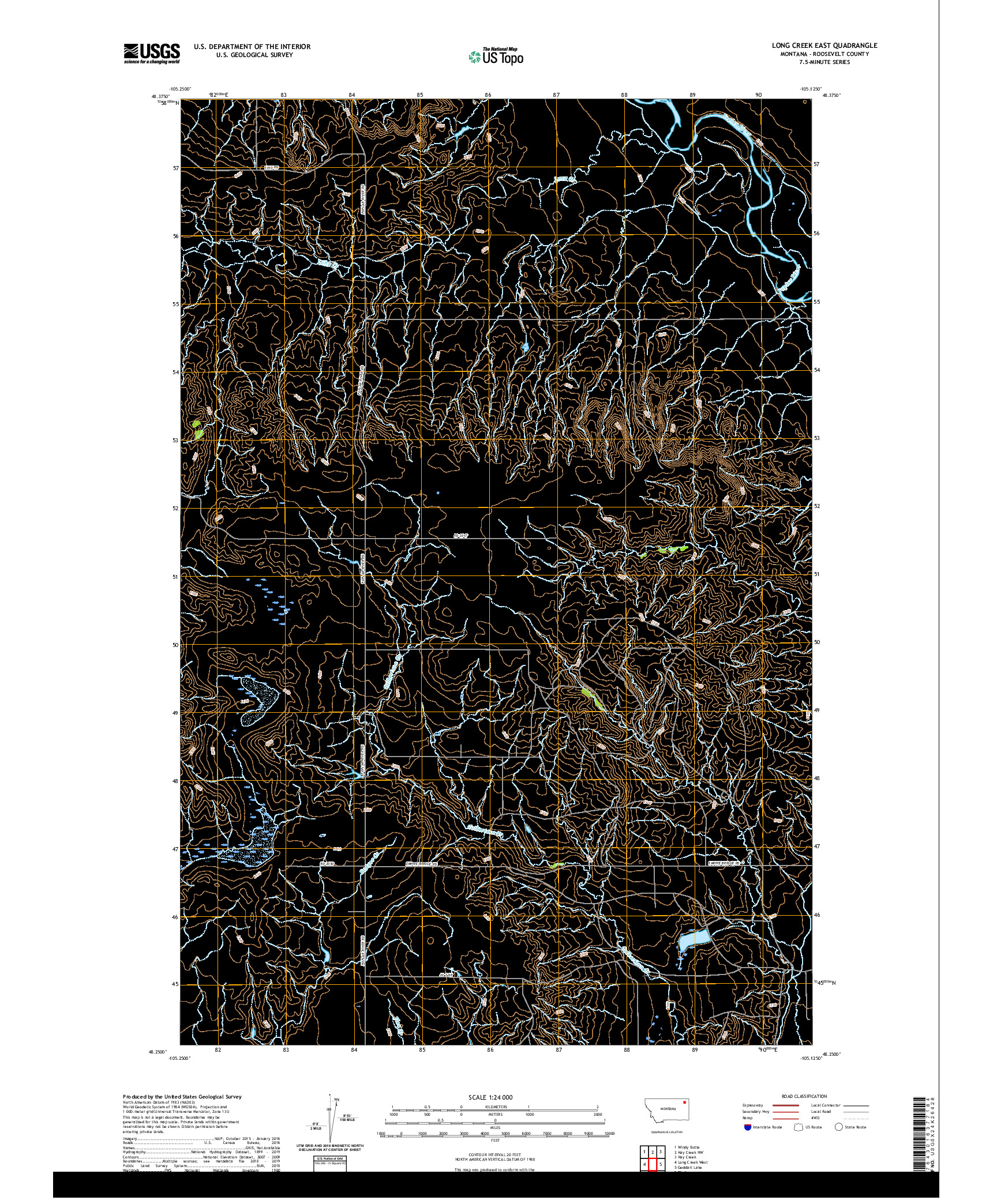 USGS US TOPO 7.5-MINUTE MAP FOR LONG CREEK EAST, MT 2020