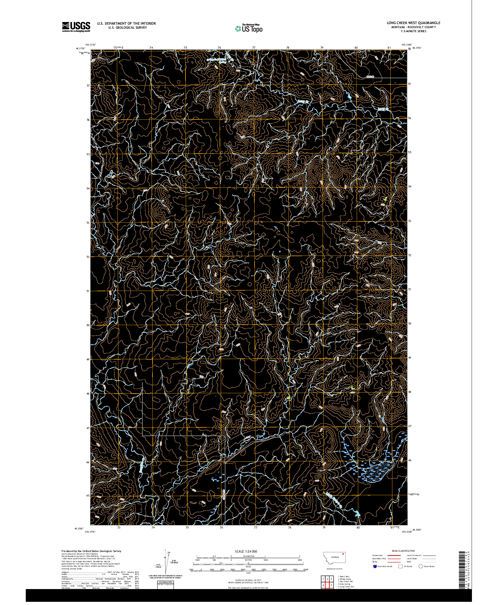 USGS US TOPO 7.5-MINUTE MAP FOR LONG CREEK WEST, MT 2020