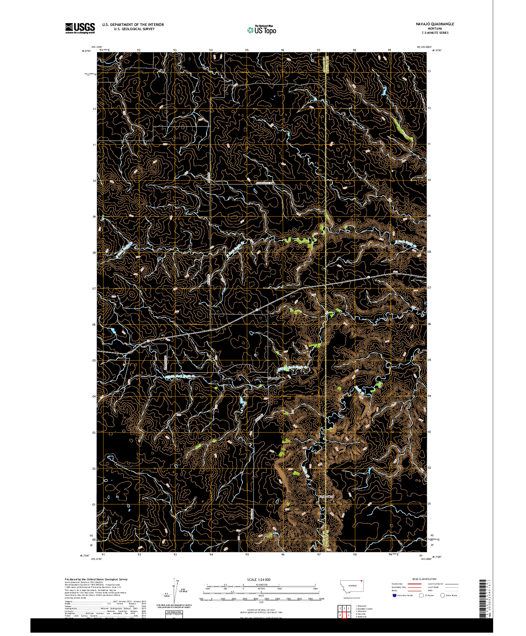 USGS US TOPO 7.5-MINUTE MAP FOR NAVAJO, MT 2020