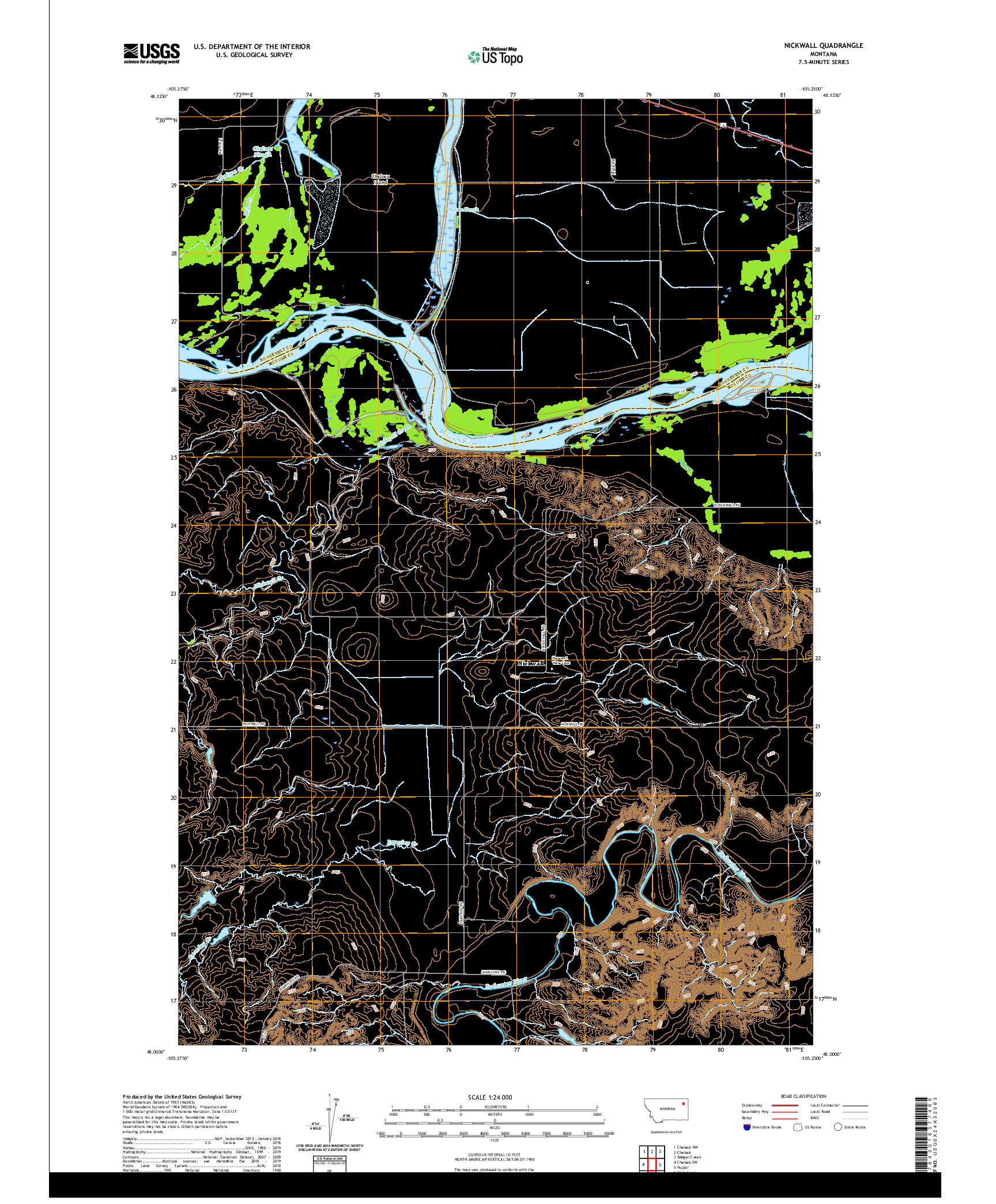 USGS US TOPO 7.5-MINUTE MAP FOR NICKWALL, MT 2020