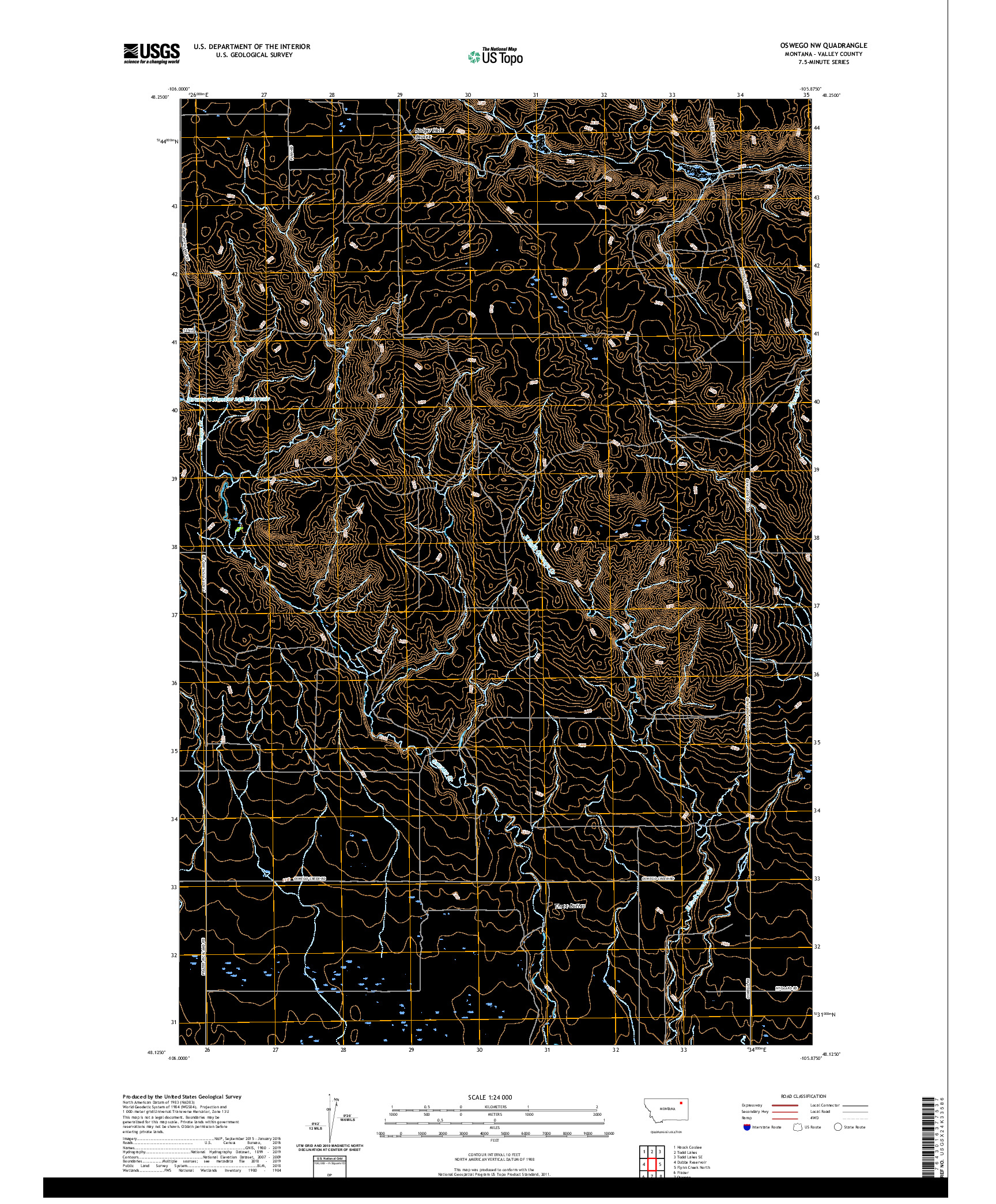 USGS US TOPO 7.5-MINUTE MAP FOR OSWEGO NW, MT 2020